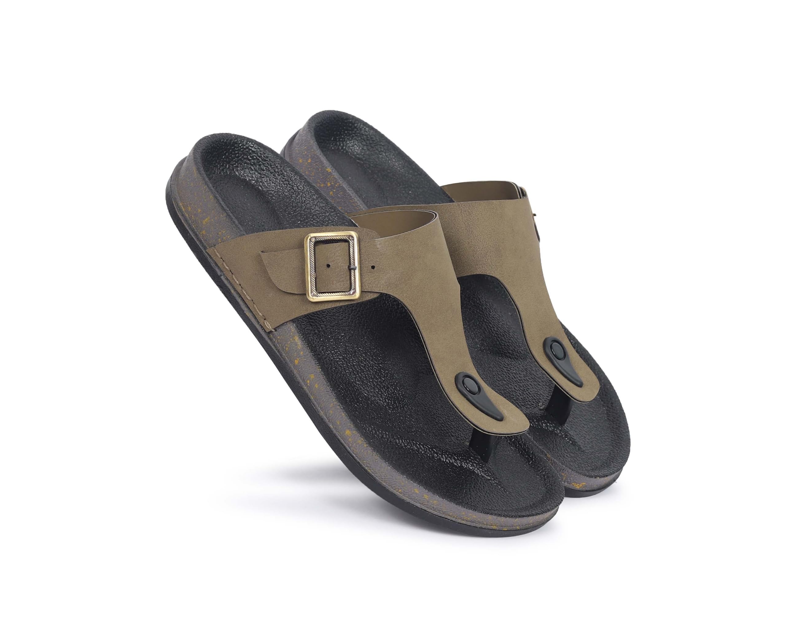 Men's Synthetic Slip-On Sandals for Men | Berkin-Style Slip-On Casual Sandal with Open Toe Design | Comfortable PU Footbed, Arch Support & Lightweight On-Grip Sole for Outdoor Wear|Men T Shape Buckle Strap Sandals| Summer Slip-On Slipper|Perfect For Monsoon Rainy Season-image-31