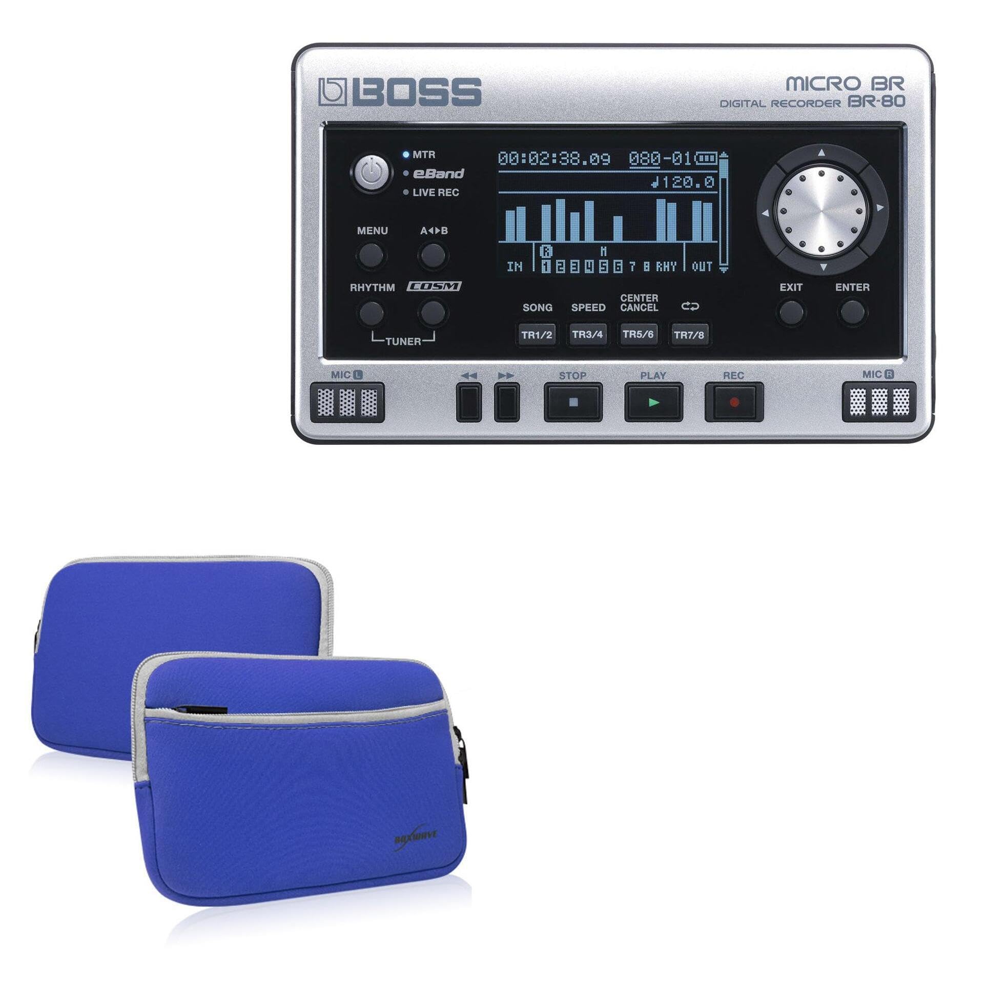 BoxWave Case Compatible with BOSS Micro BR BR-80 - SoftSuit with Pocket, Soft Pouch Neoprene Cover Sleeve Zipper Pocket - Super Blue