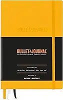LEUCHTTURM1917 The Official Bullet Journal Edition 2 – Caderno construído para BuJo, médio A5 204 páginas de papel de 120 g/m², com guia de bolso Bujo (Amarelo24)