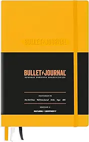 LEUCHTTURM1917 The Official Bullet Journal Edition 2 – Caderno construído para BuJo, médio A5 204 páginas de papel de 120 g/m², com guia de bolso Bujo (Amarelo24)