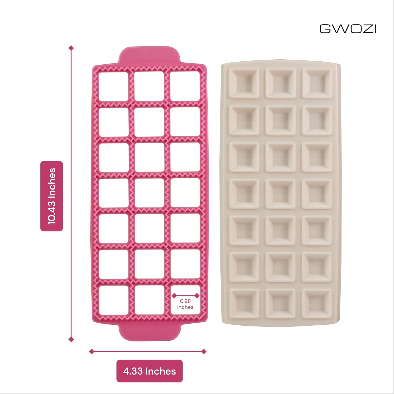Ravioli Maker Press - Plastic Ravioli Mold and Cutter - Square Ravioli Tray for 21 Pieces - Ravioli Press and Cutter, 13.4x5.3 Inches