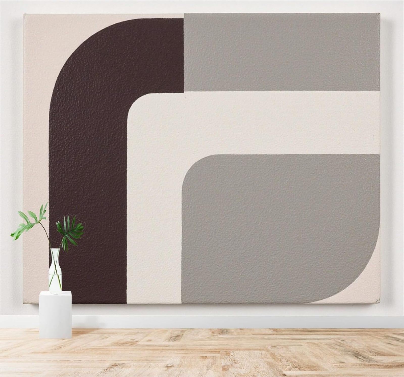 3D Carta da Parati Minimalista Astratto Forme Geometriche Grigio Neutro