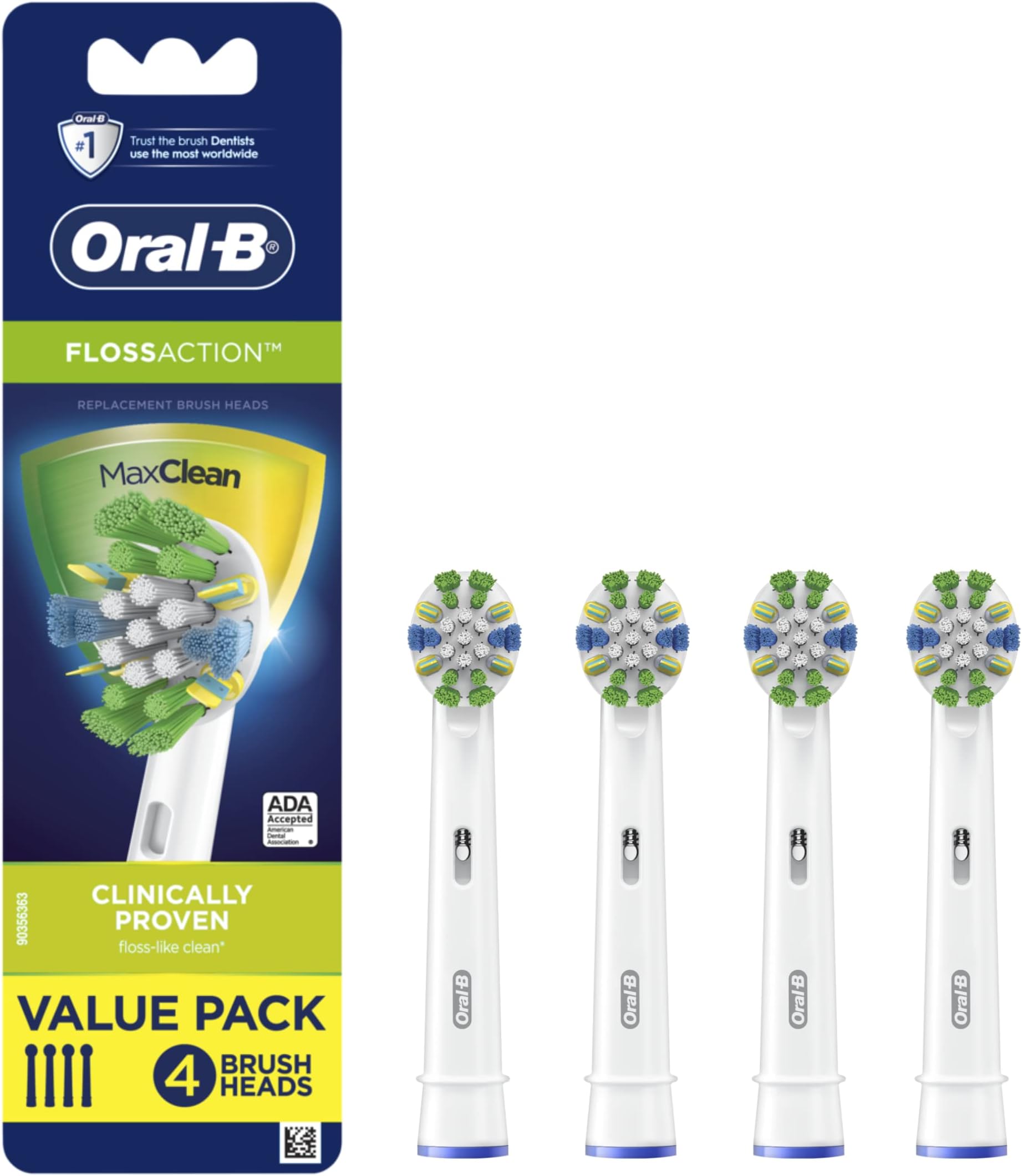 Oral-B FlossAction Electric Toothbrush Replacement Brush Heads, 4ct