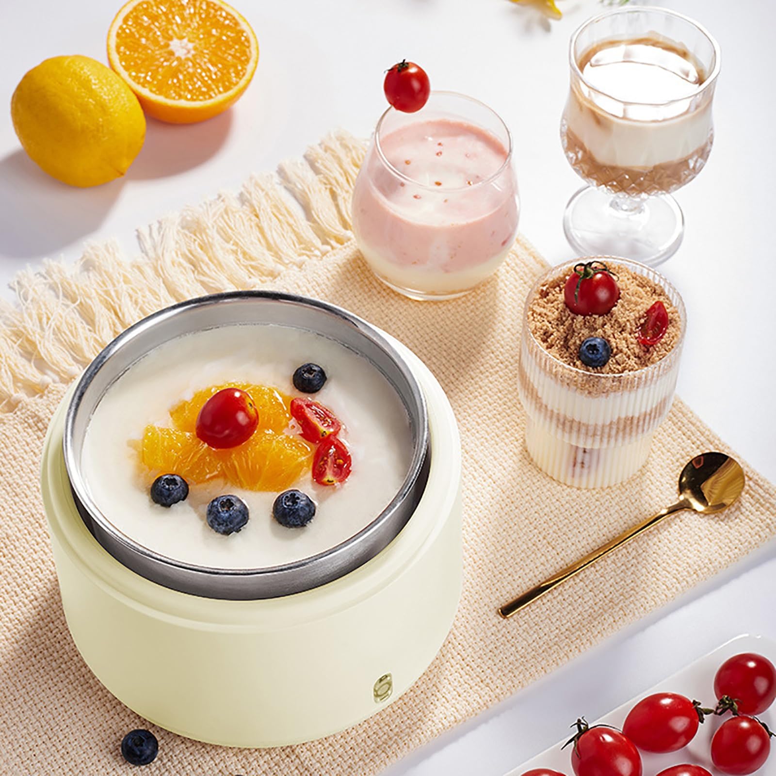 Yaourtière, Machine À Fabriquer du Yaourt, Cuve Intérieure en Acier Inoxydable de 1 Litre, Fermentation À Température Constante, Facile À Utiliser et À Nettoyer