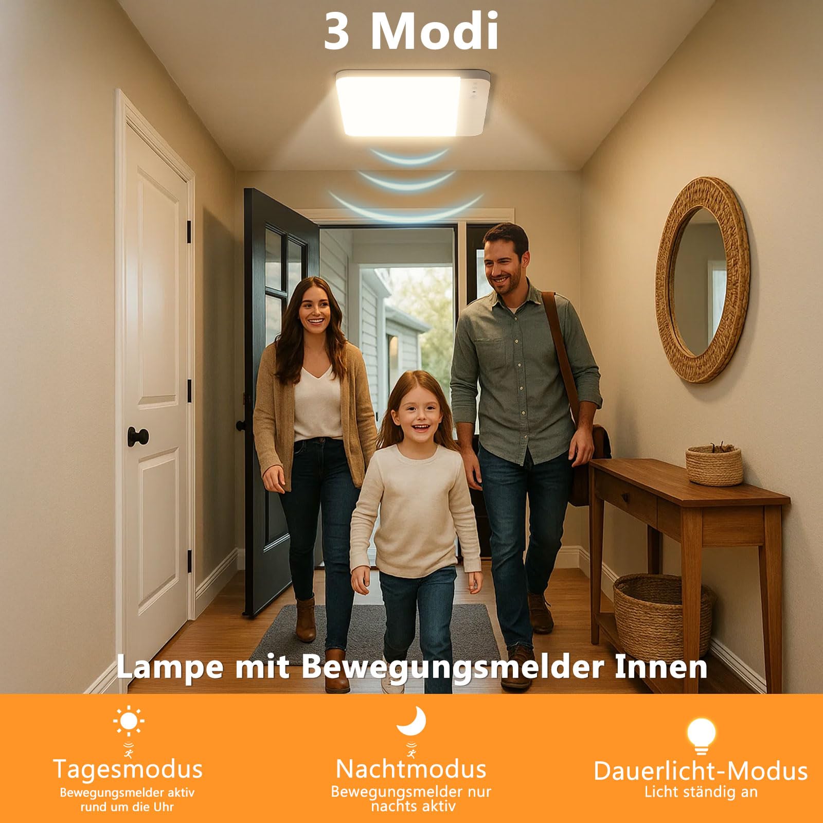Toowell lámpara de batería con detector de movimiento lámpara de techo Baño con batería,1 pieza