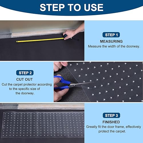 Miniatura 6 de uxcell Protector de alfombra para gatos, 8.2 pies de largo x 12.2 pulgadas de ancho, tapón de plástico para arañazos para alfombras, fácil de