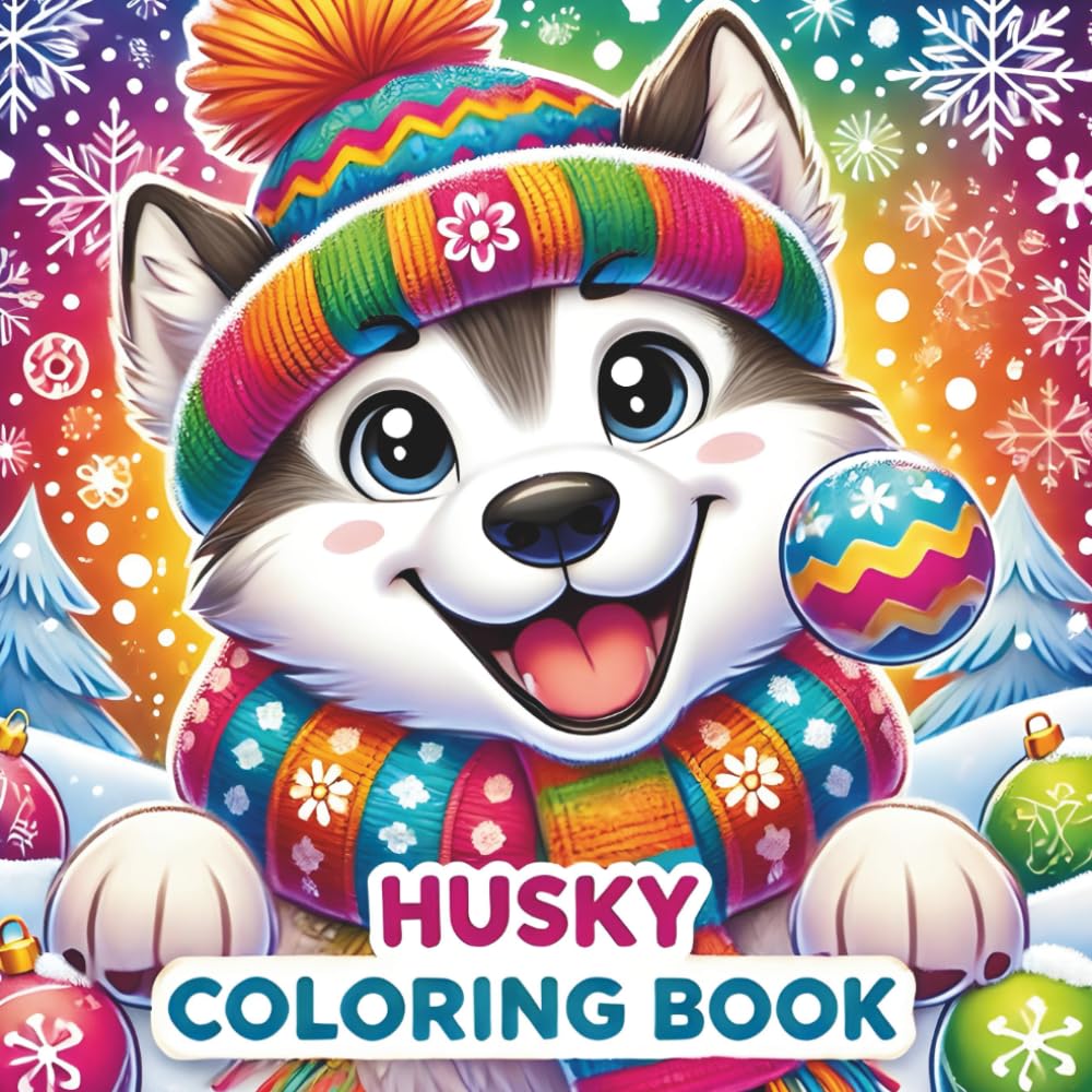 Husky Coloring Book: Explore Siberian Huskies, Arctic Animals, and Winter Wildlife with Interactive Learning and Coloring Fun for Kids Ages 4-8