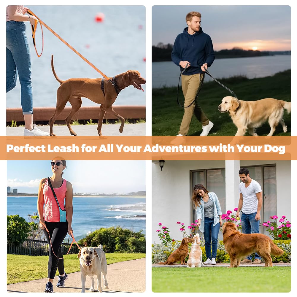 Correa Perro Adiestramiento, 5M/10M/18M Cuerda Larga Grande, Nylon Suave Correas Reflectante con Gomas para Perros Grande y Pequeño, para Entrenar, Acampar, Pasear- Negro — view 7