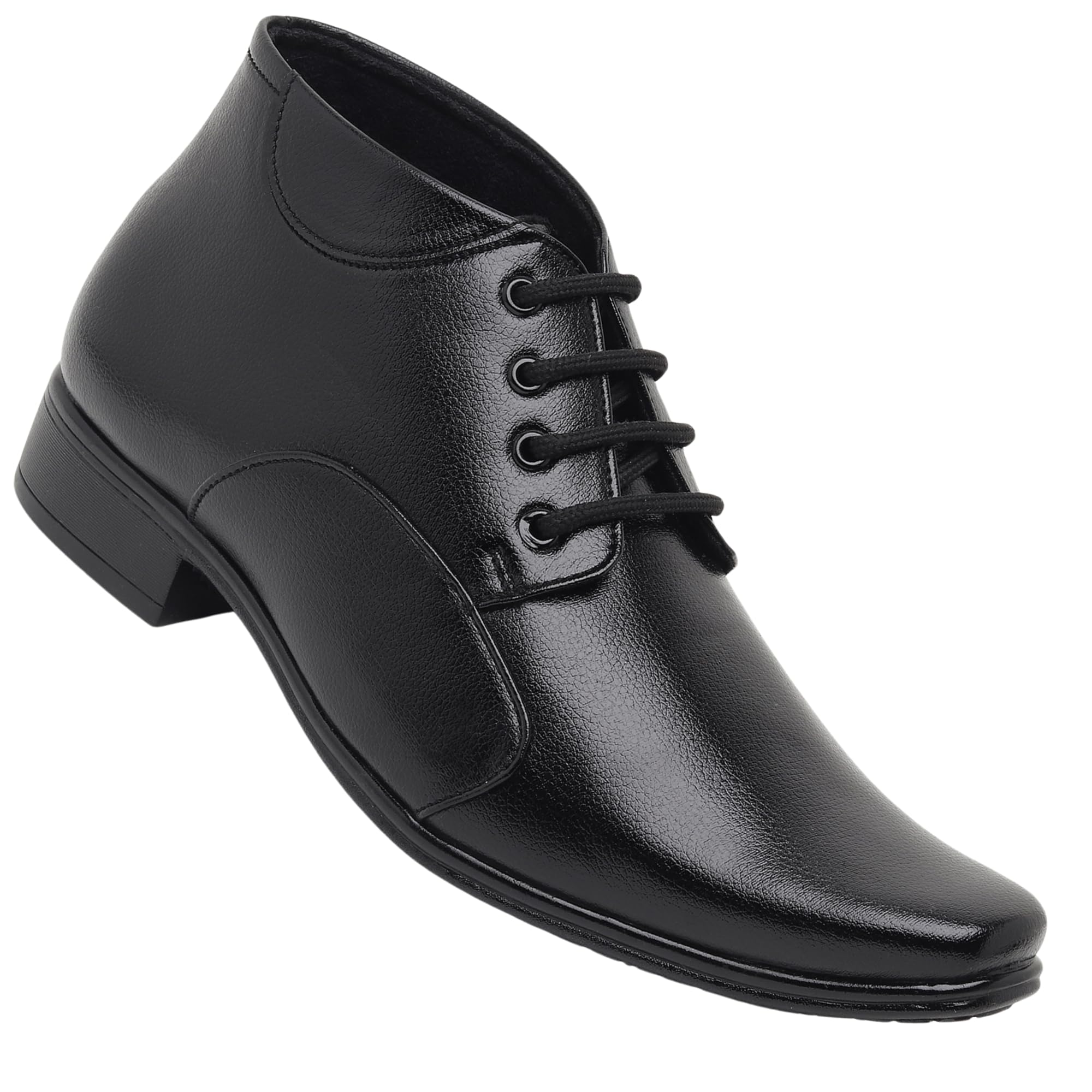 zixer Artificial Leather Mens Formal Shoes || Office High Top Formal Shoes Men || Sober Black Formal Shoes for Men Ankle Bike Riding Chelsea Boots For men (Black)-picture-8