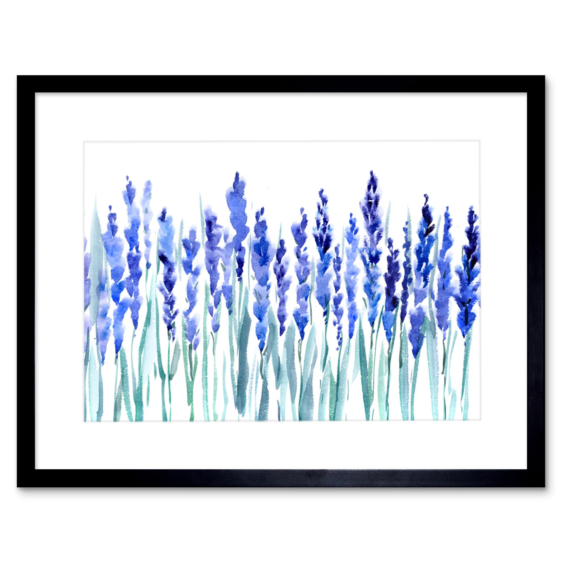 Artery8 Wall Art Print Flowers Lavender Watercolour Art Framed 9X7 Inch from B&Q