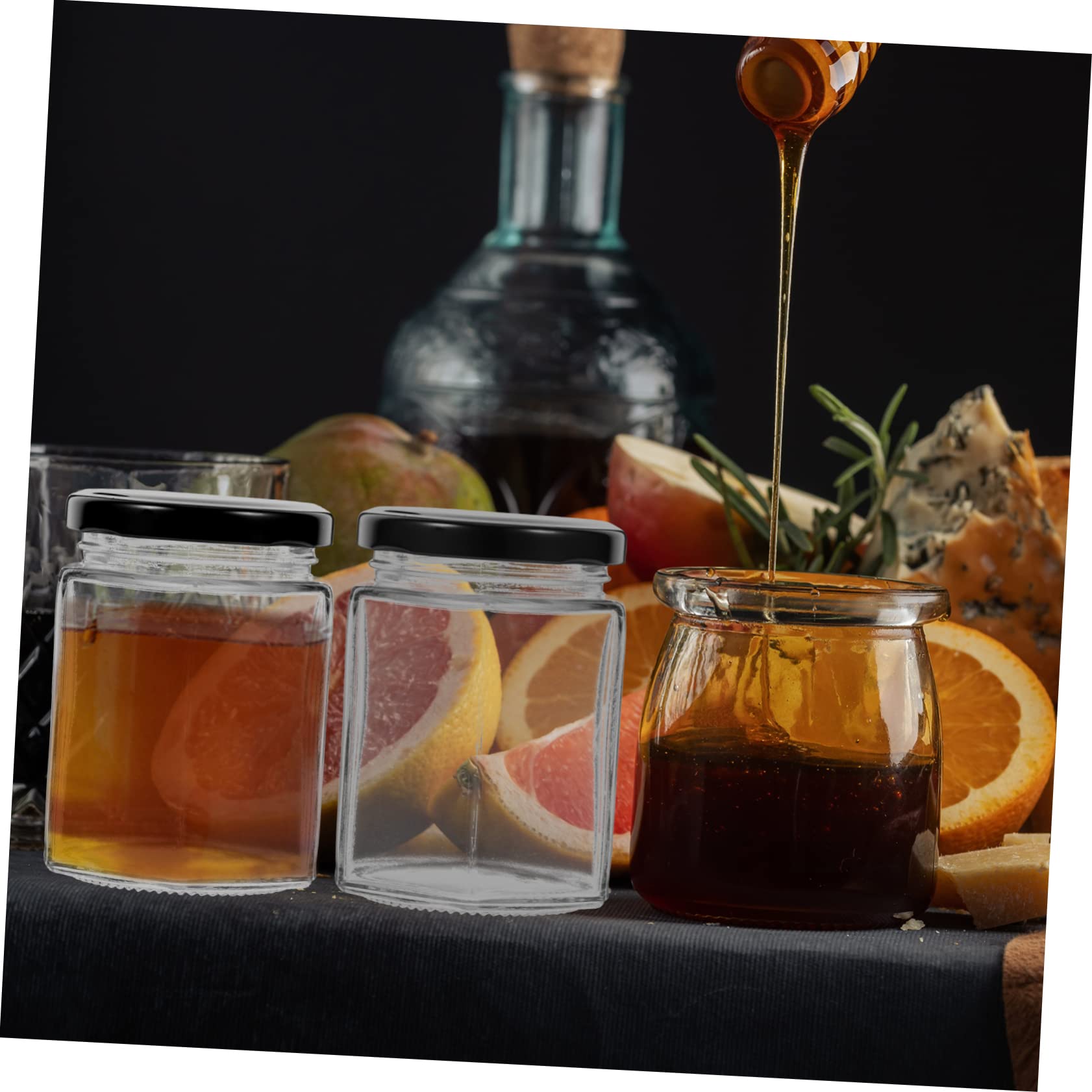 Alipis 4pcs Glass Honey Pot with Lids Clear Containers Syrup Dispenser for Kitchen Dispenser