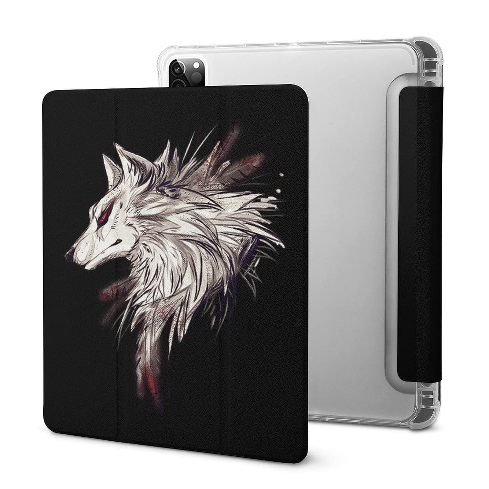 Amazon Ipad Pro 第3世代ケース かっこいい 狼 オオガミ アイパッド カバー 手帳型 分離式 兼用 互換性がある レザー Tpu 半透明 ペンシル収納 三つ折りスタンド ペアリングとワイヤレス充電対応 スタンド機能付き ひび割れ防止 衝撃吸収 軽量 薄型 ケース カバー 通販