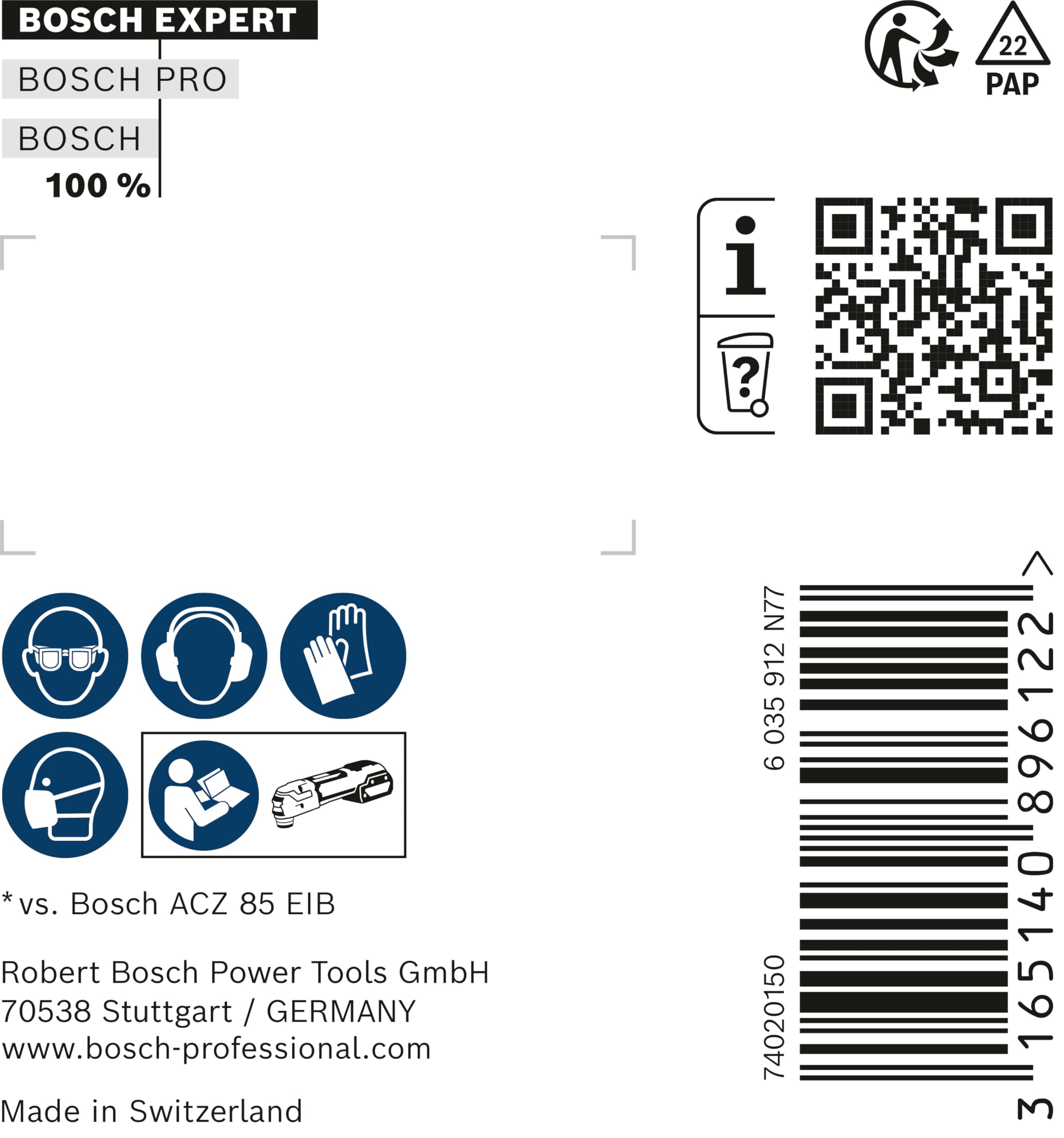 Bosch Professional 5x Lames pour outils multifonctions Expert MultiMaterial Segment ACZ 105 ET (pour Plastiques renforcés de fibres de verre ou de carbone (GFK ou CFK), Ø 105 mm