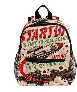 Zaino per borsa da viaggio per passeggiate all'aperto Zaino da scuola per ragazzi e ragazze adolescenti Boy Start up Take-off Rocket Retro Poster Zaino stampato