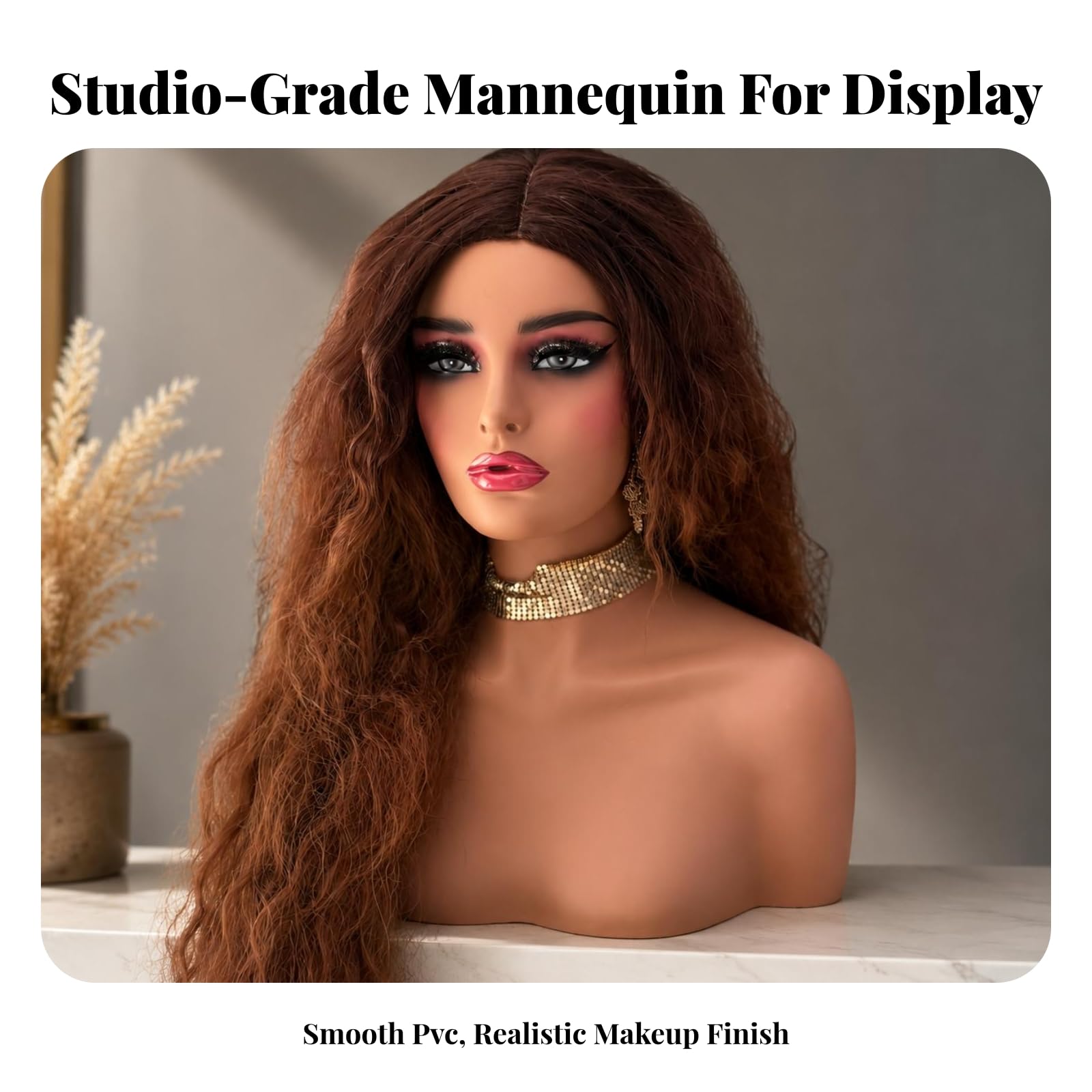 Busto di Manichino Femminile Realistico, Testa di Manichino per Parrucche, in PVC