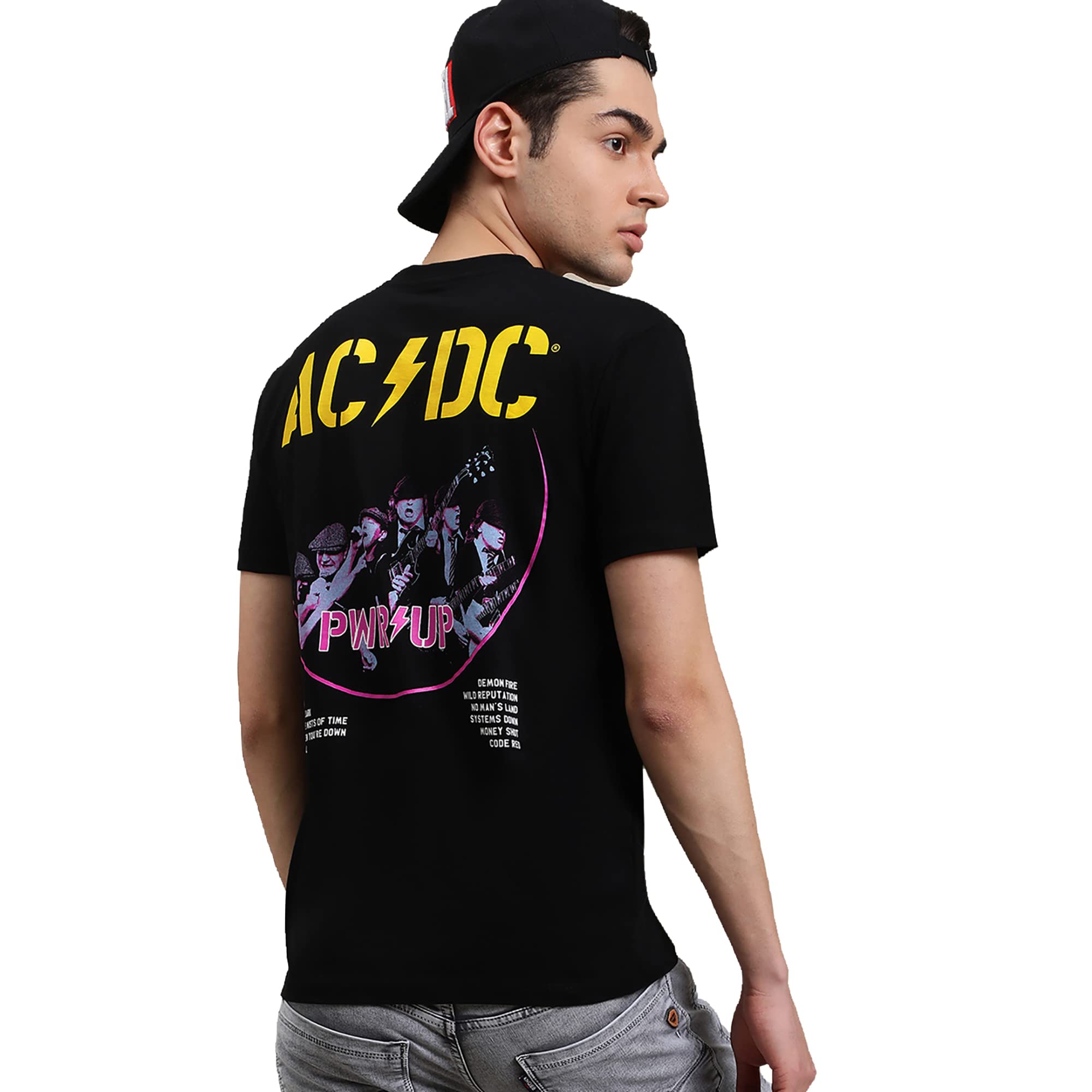 Free AuthorityPink Floyd Printed Regular Fit Black Cotton Men's T-Shirt