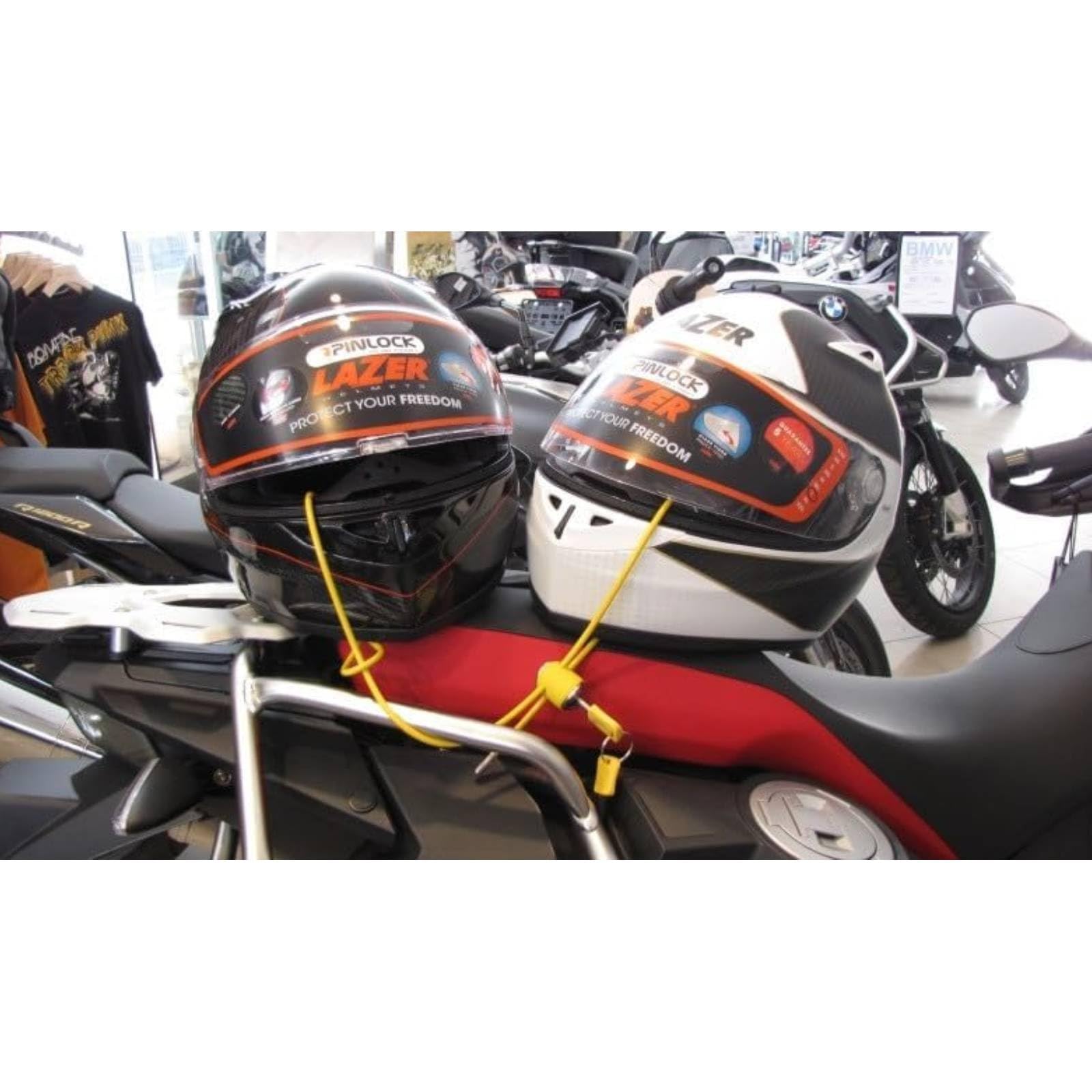 AUVRAY Antivol Casque Moto Jaune - Câble Antivol 90 cm x 4 mm - Cadenas à Clé pour Scooter et Moto sans Top-Case - Protection Sécurisée Robuste
