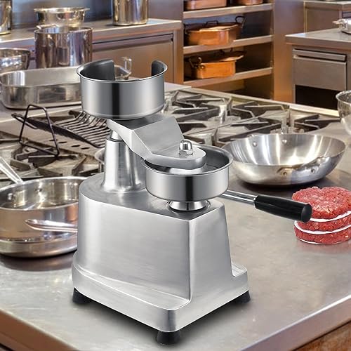 Miniatura 8 de VEVOR Máquina comercial de hamburguesas para hamburguesas, 3.937 in4 pulgadas, máquina de prensa de hamburguesas de acero inoxidable de grado