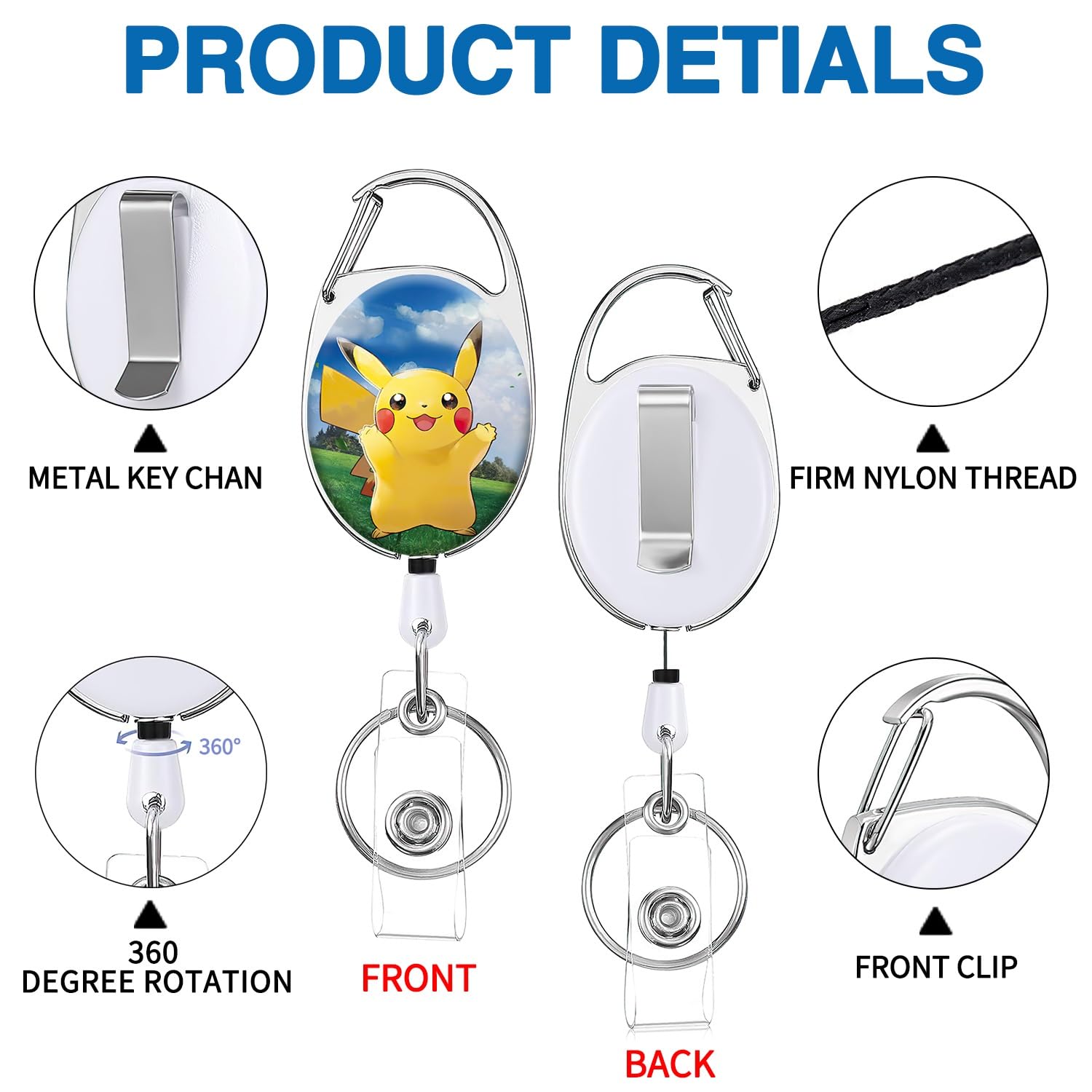 GTOTd Cartoon Animals Retractable Badge Reels (2 Pack) with ID Badge Holder - Image 3