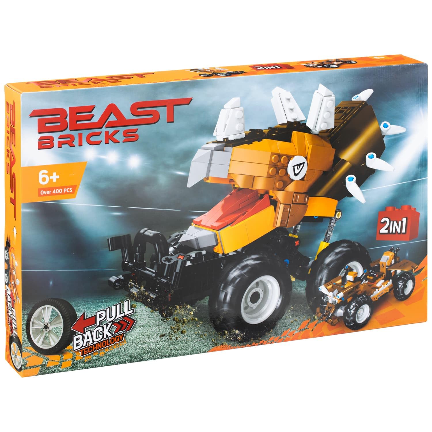 2 In 1 Beast Bricks - Dino - 2 In 1 Beast Bricks - Build | Pull Back Technology!