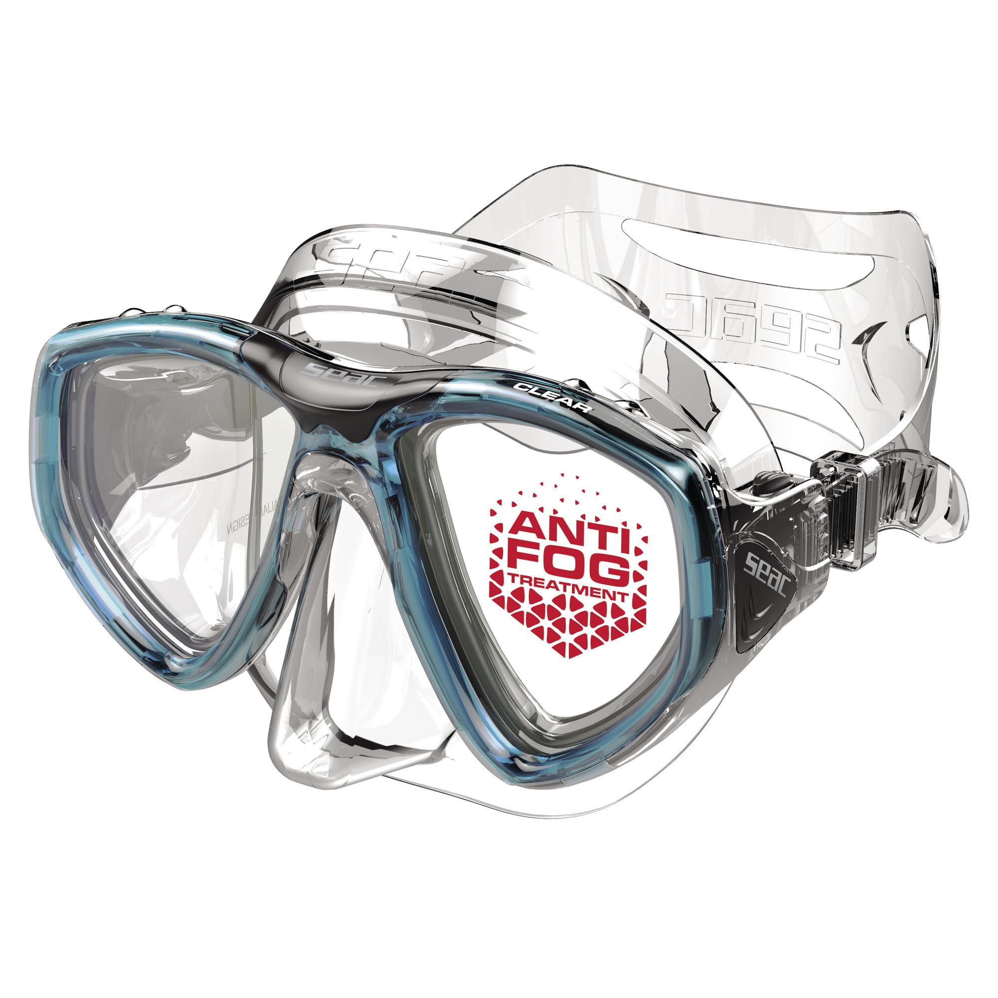 SEAC Clear – Dual-Lens Silicone Diving Mask | Antifog Low Volume Mask for Diving and Snorkeling