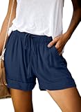 Women Comfy Drawstring Casual Elastic Waist Pocketed Shorts&comma;S-3XL