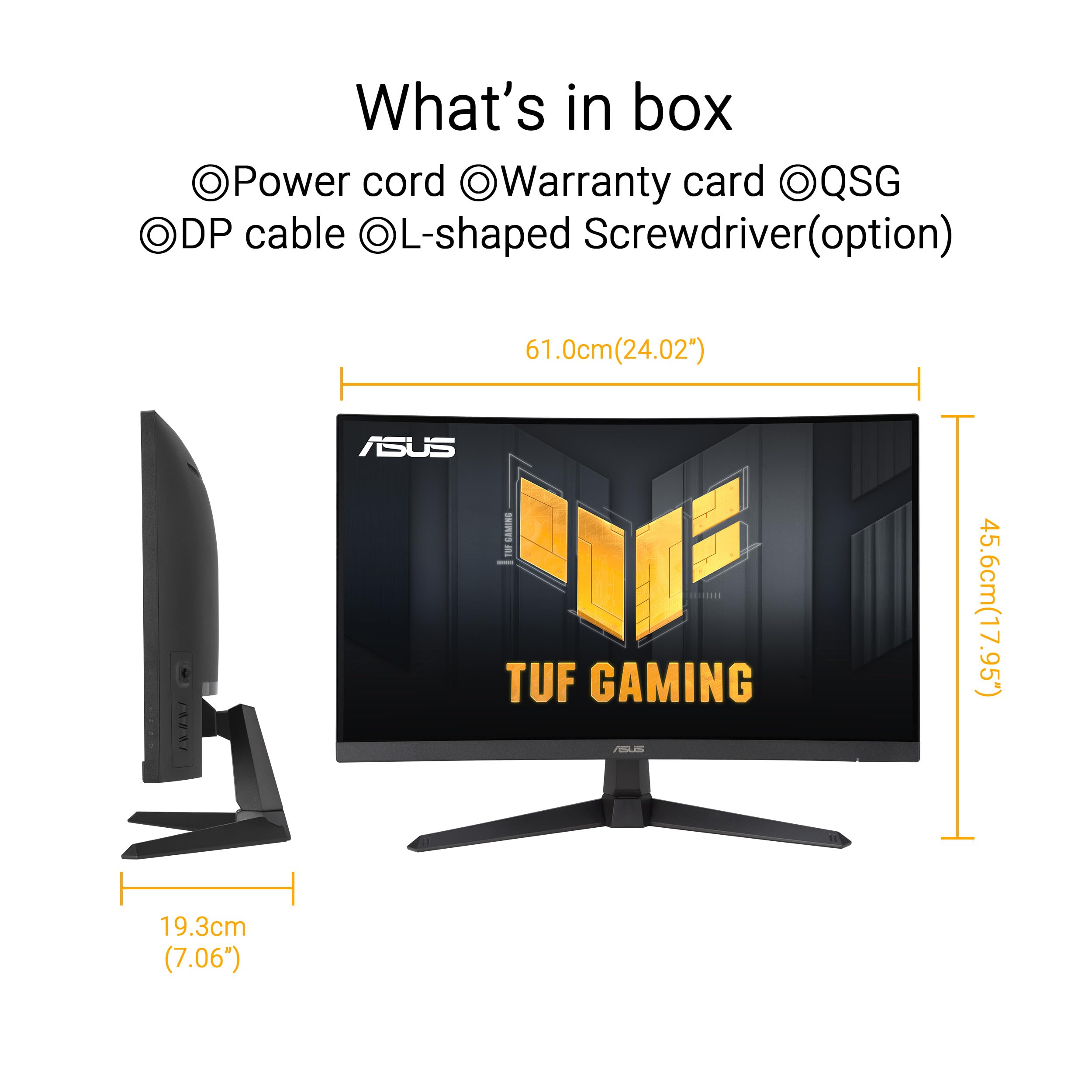 ASUS TUF GAMING VG27WQ3B, Monitor Gaming Curvo da 27" QHD VA, Nero | (2560x1440), 0,5 ms (GTG), 180Hz, Tecnologia Extreme Low Motion Blur, FreeSync, 90% DCI-P3