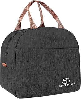 BLACKBOXES Lunch Bag for Women & Men Adult Insulated Lunch Box, Small Leakproof Cooler Food Lunch Containers Reusable High Capacity Lunch Tote Bags for Work, Travel, Outdoor (Black)