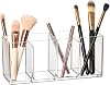 Amazing Abby - Glamour - Acrylic 4-Compartment Makeup Organizer, Transparent Plastic Makeup Brush Holder, Perfect Bathroom Vanity Storage Solution for Makeup Brushes, Eyebrow Pencils, and More