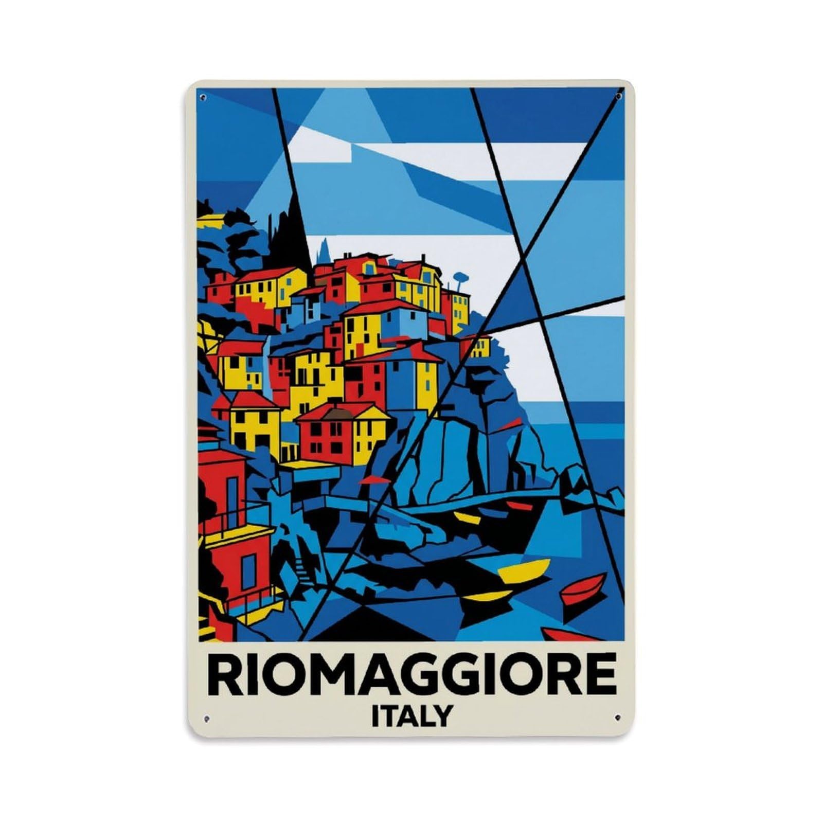 Huiyhb 8X12inch(20X30cm) Vintage Travel Riomaggiore Italy Industrial Metal Tin Sign