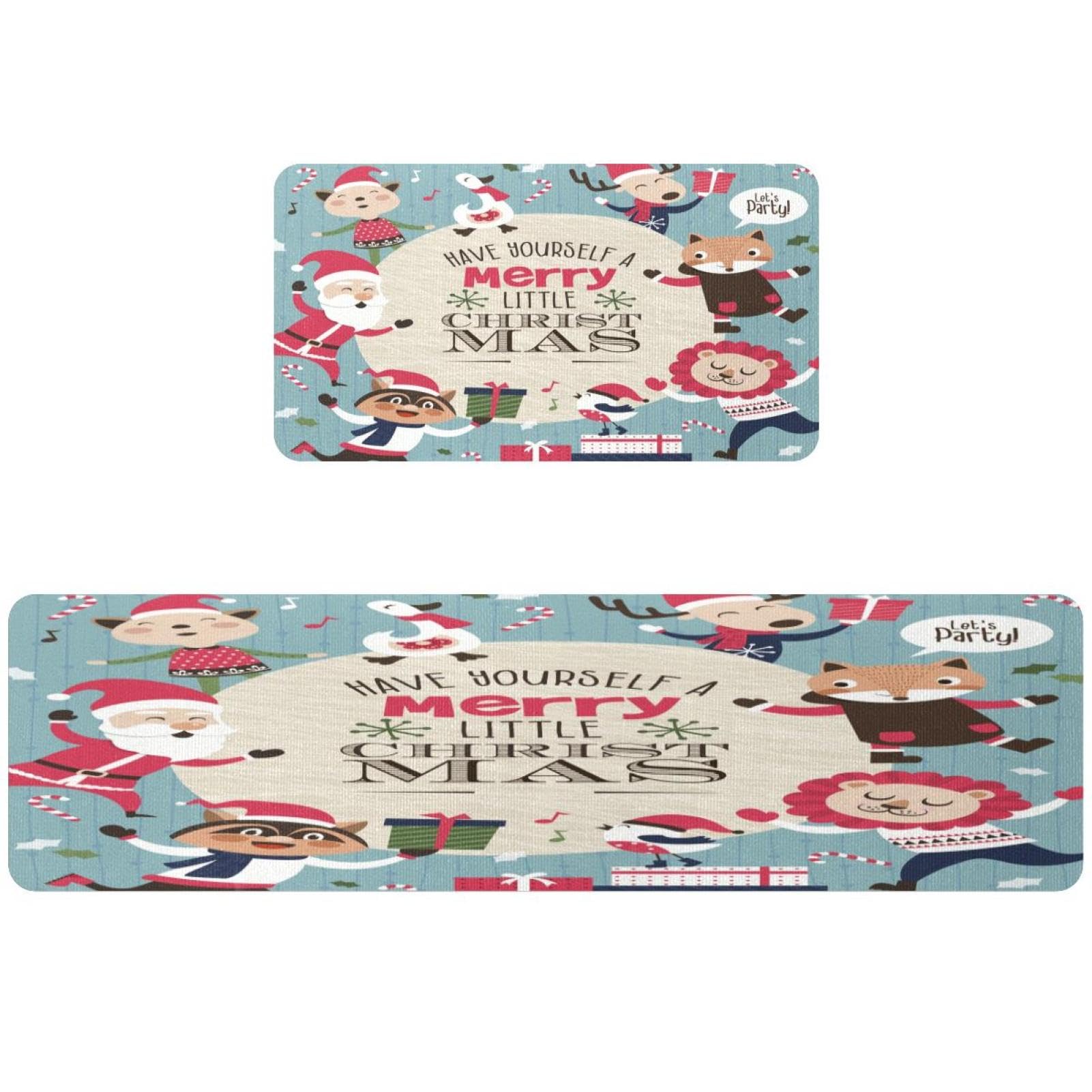 Tapete de cocina antideslizante lavable VAPOKF de Feliz Navidad juego de 2 piezas