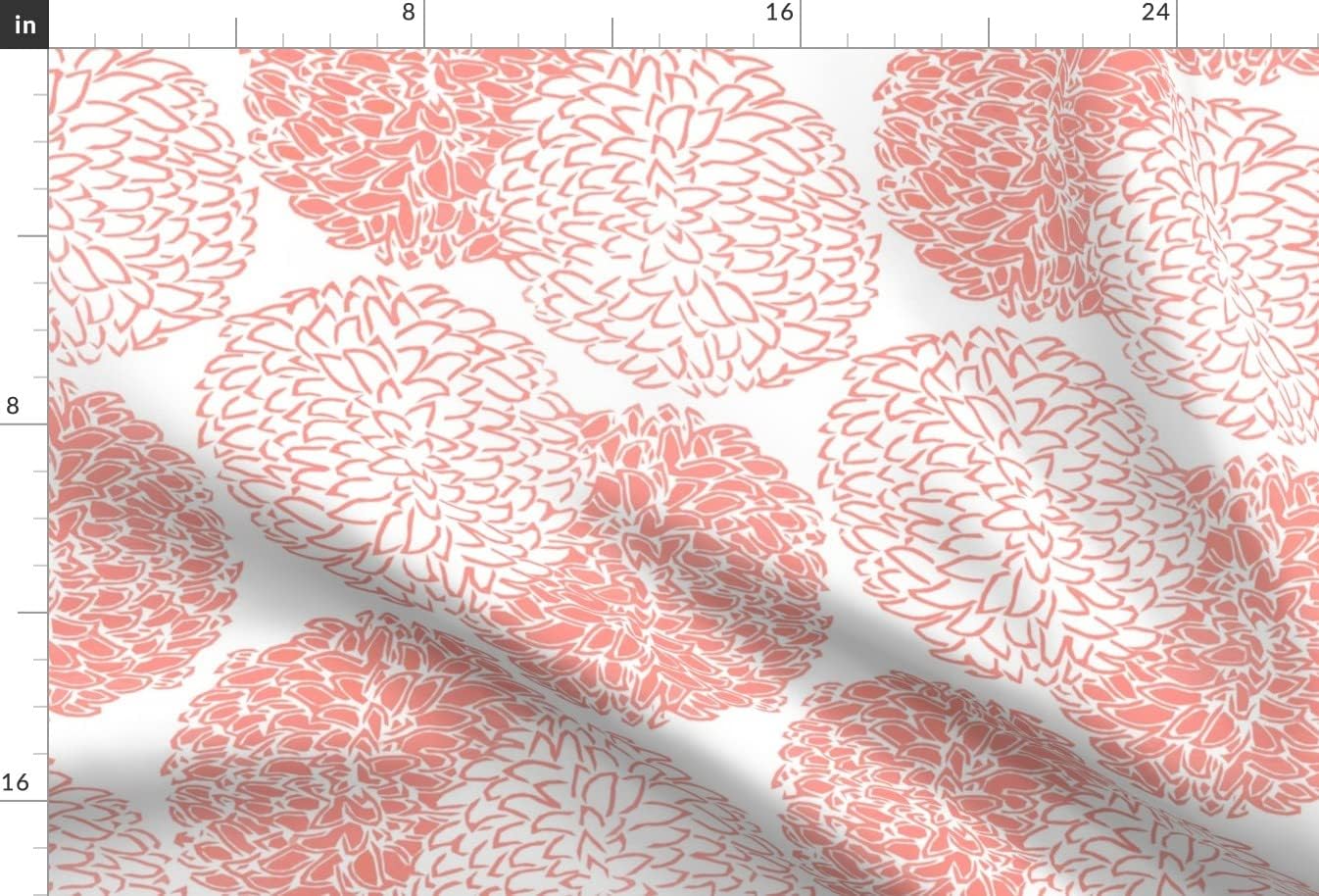 Spoonflower Fabric - Modern Light Coral Asian Floral Chinoiserie Printed on Upholstery Velvet Fabric Fat Quarter - Upholstery Home Decor Bottomweight Apparel