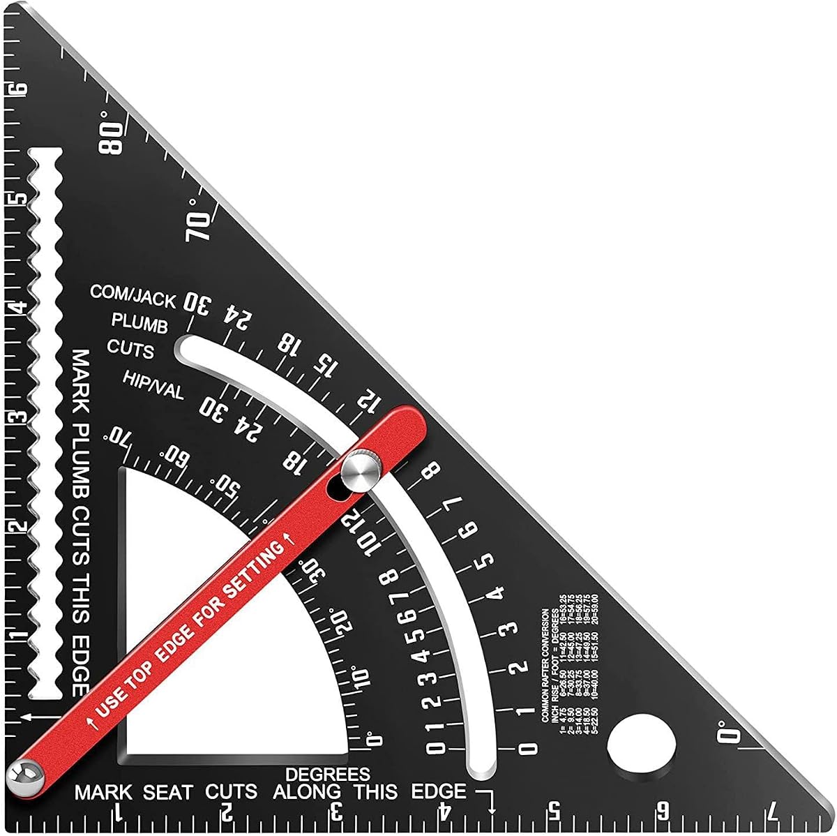 Carpenter Square 7 inch,Adjustable Rafter Framing Square Tools,T Square Multi-Purpose Aluminum Alloy Triangle Carpenter Square for Woodworking and Carpentry | Drill Gauge, Protractor, Ruler
