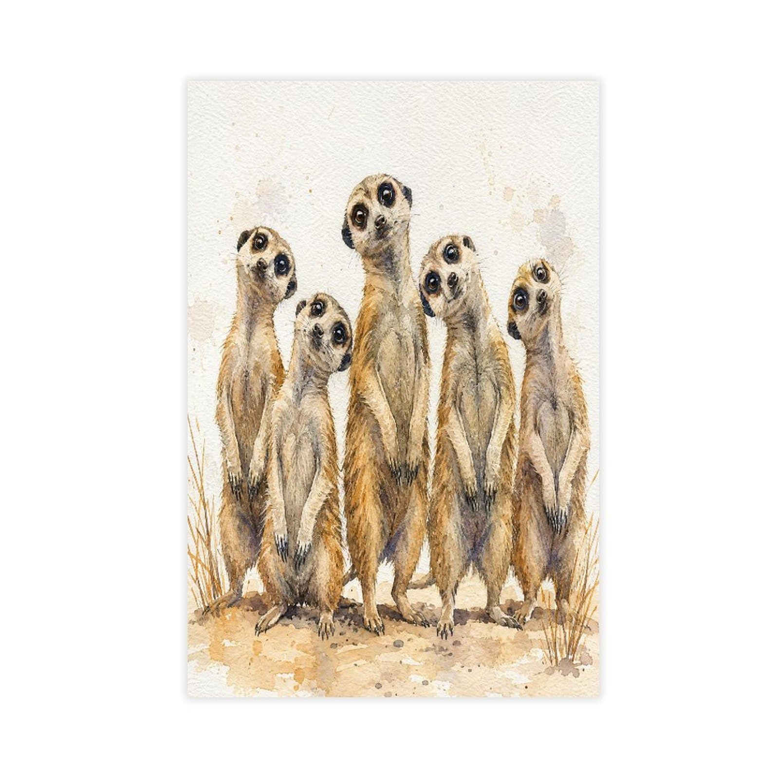 H3b8u2y5 Unframe-Style-11 Meerkat Family Portrait Canvas Wall Art, Reading Corner