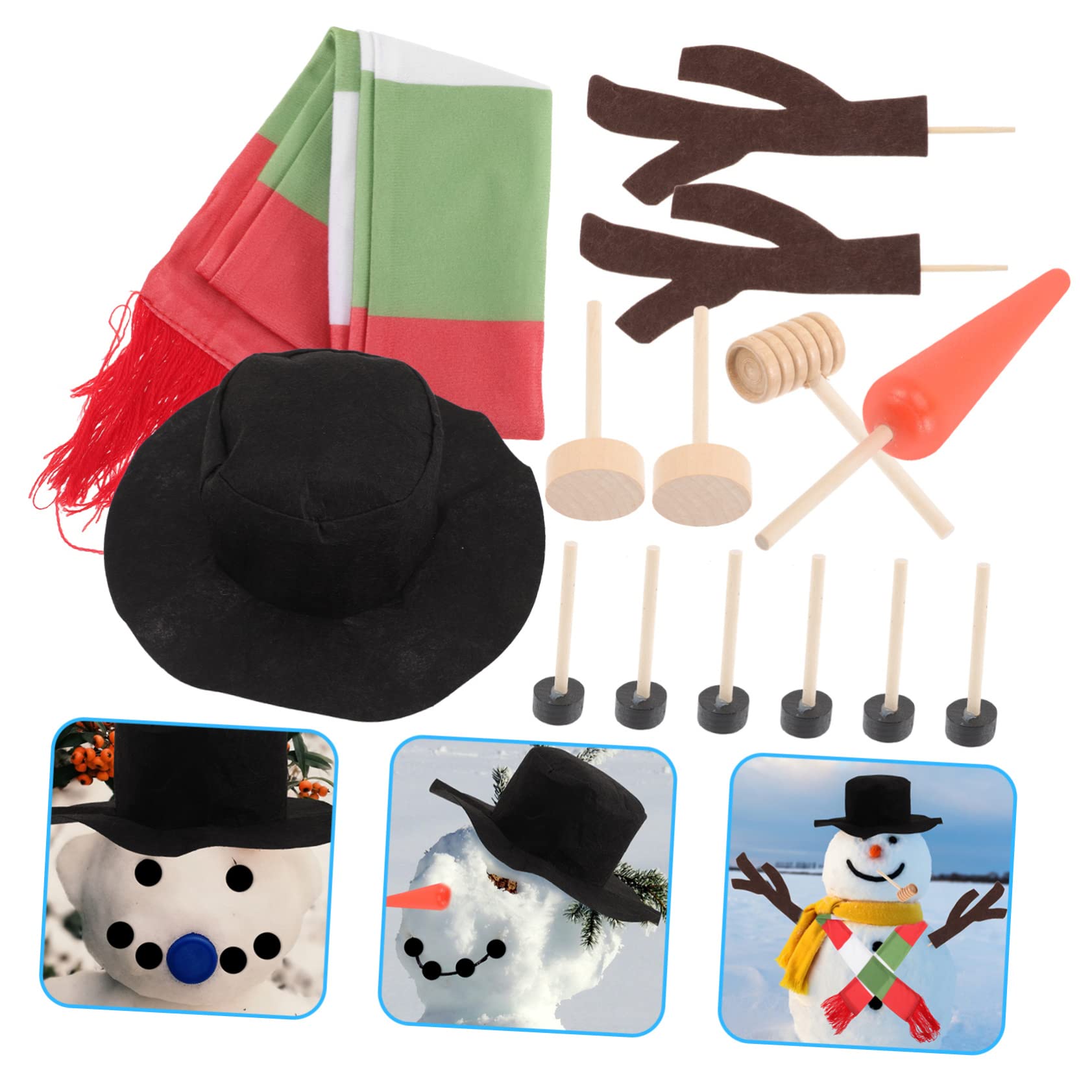 IMIKEYA 4 Sätze Schneemann- Schneemann Bausatz Weihnachtsschneemannmütze Schneemann-handwerksteile Schneemann-Stick-hände Weihnachtsschmuck Schneemann Selber Machen Hölzern