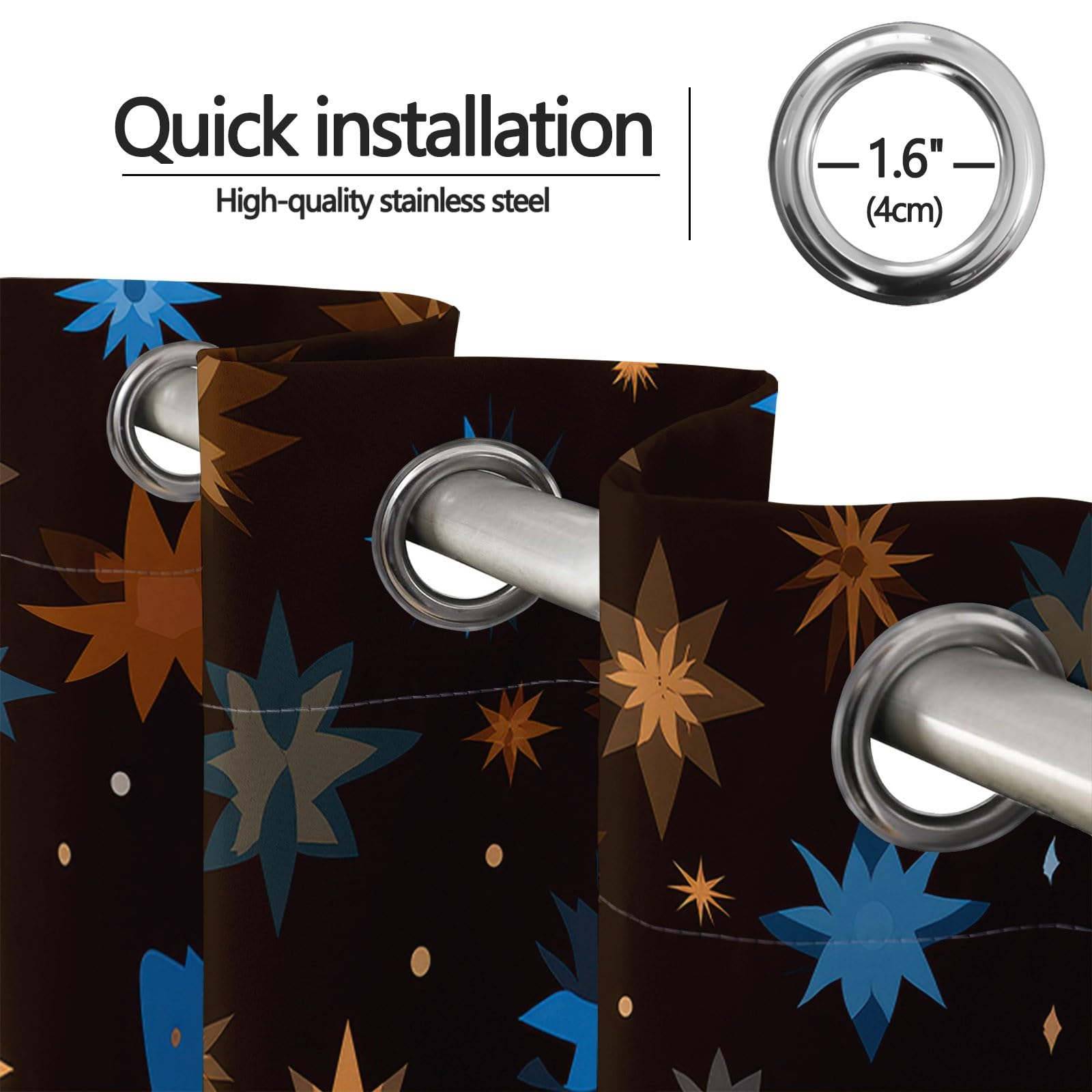 Abstrakt Blickdicht Vorhänge Dunkelbraun, Wärmeisoliert UV-Schutz vorhänge mit Sterne Schneeflocken Muster, Verdunklungsvorhänge mit ösen für Wohnzimmer Schlafzimmer Deko, H 175 x B 140 cm (2er Pack)