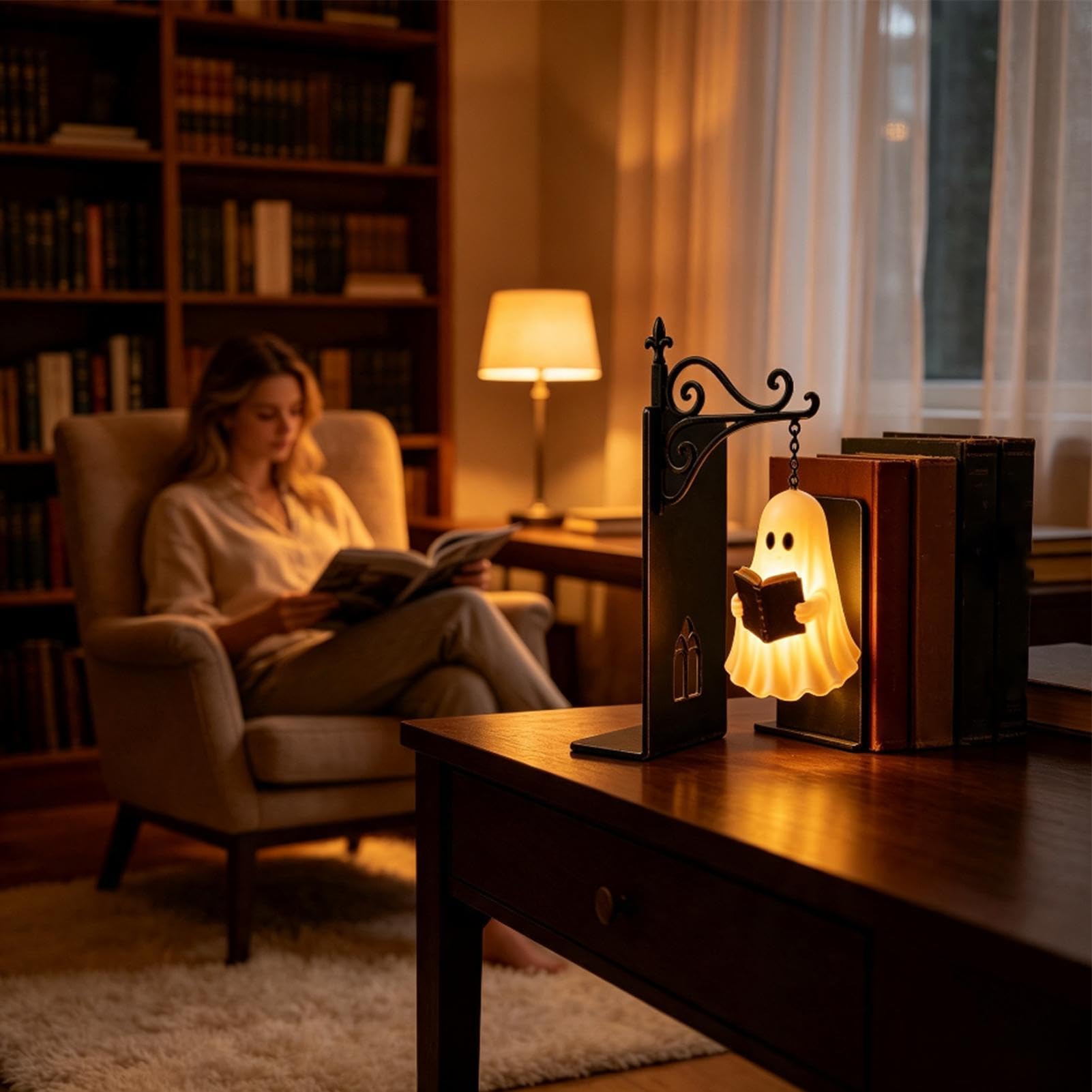 Regał oświetlenie Halloween czytanie duch vintage lampa dekoracja