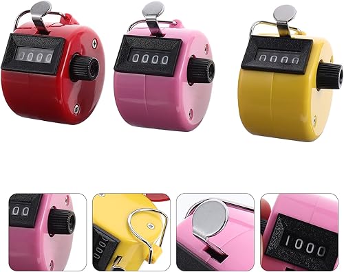 Miniatura 9 de Contador de clics manual de 3 piezas, herramienta ergonómica multicolor para seguimiento de fitness, asistencia al aula, conteo de inventario (1.9 x