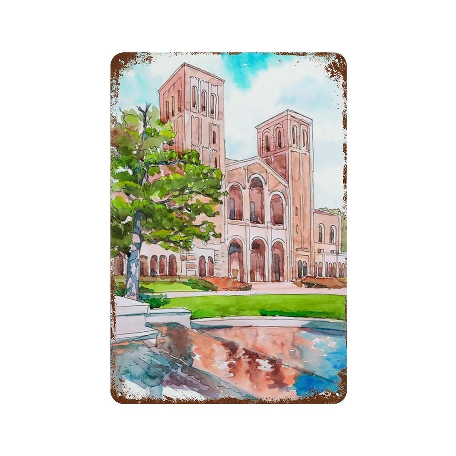xiaoxiaoshen Cityscape University Of California Wall Decor Art Metal Tin Poster Modern Home Decor Art Home Bar Shop Decorations Vintage Sign 30x20cm