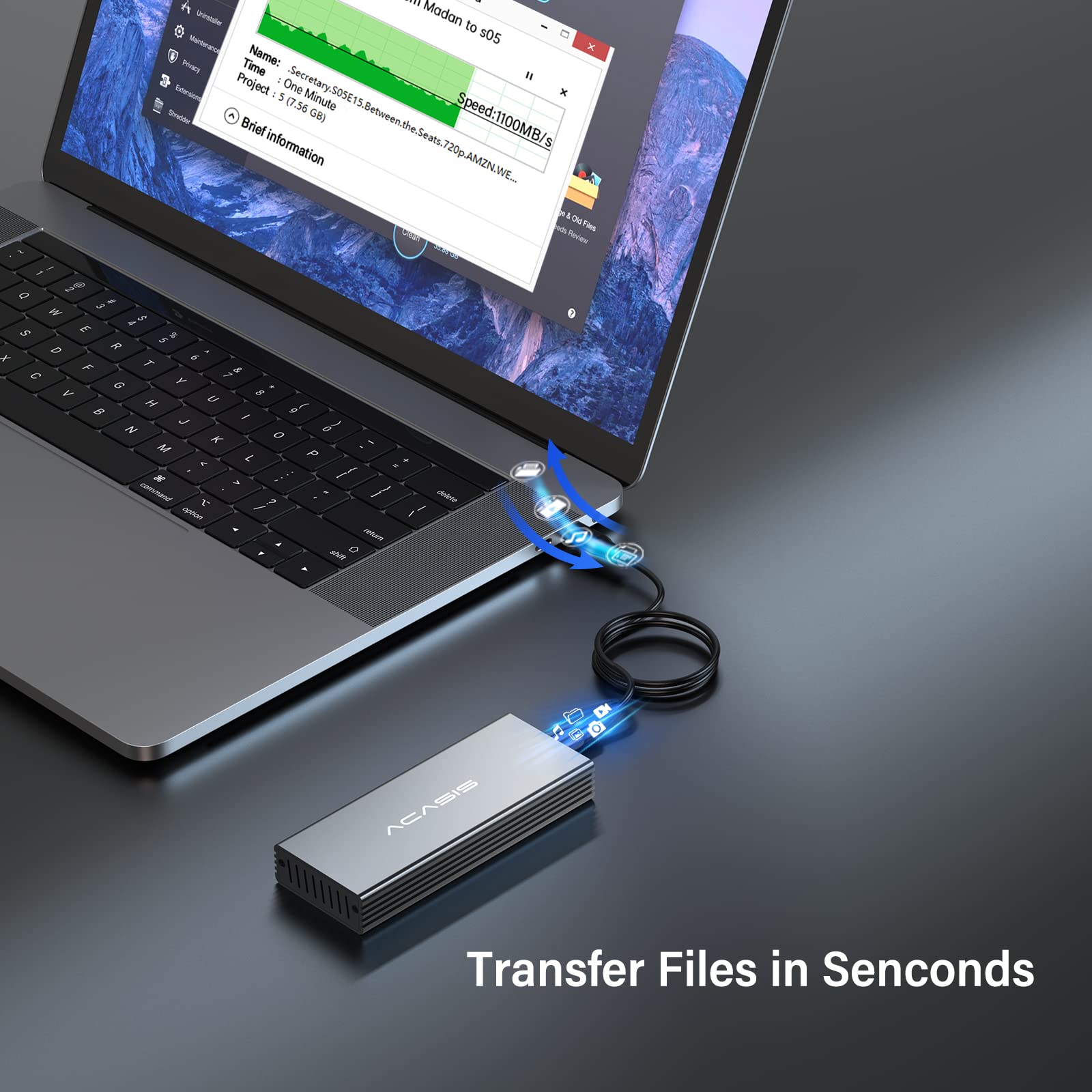 ACASIS Custodia SSD USB C 3.2 per SSD Apple Flash SSD 12+16 PIN MacBook Pro, MacBook Air, Mac Pro, iMac dal 2013 al 2017 Custodia portatile compatibile con SSD M.2 Nvme con adattatore