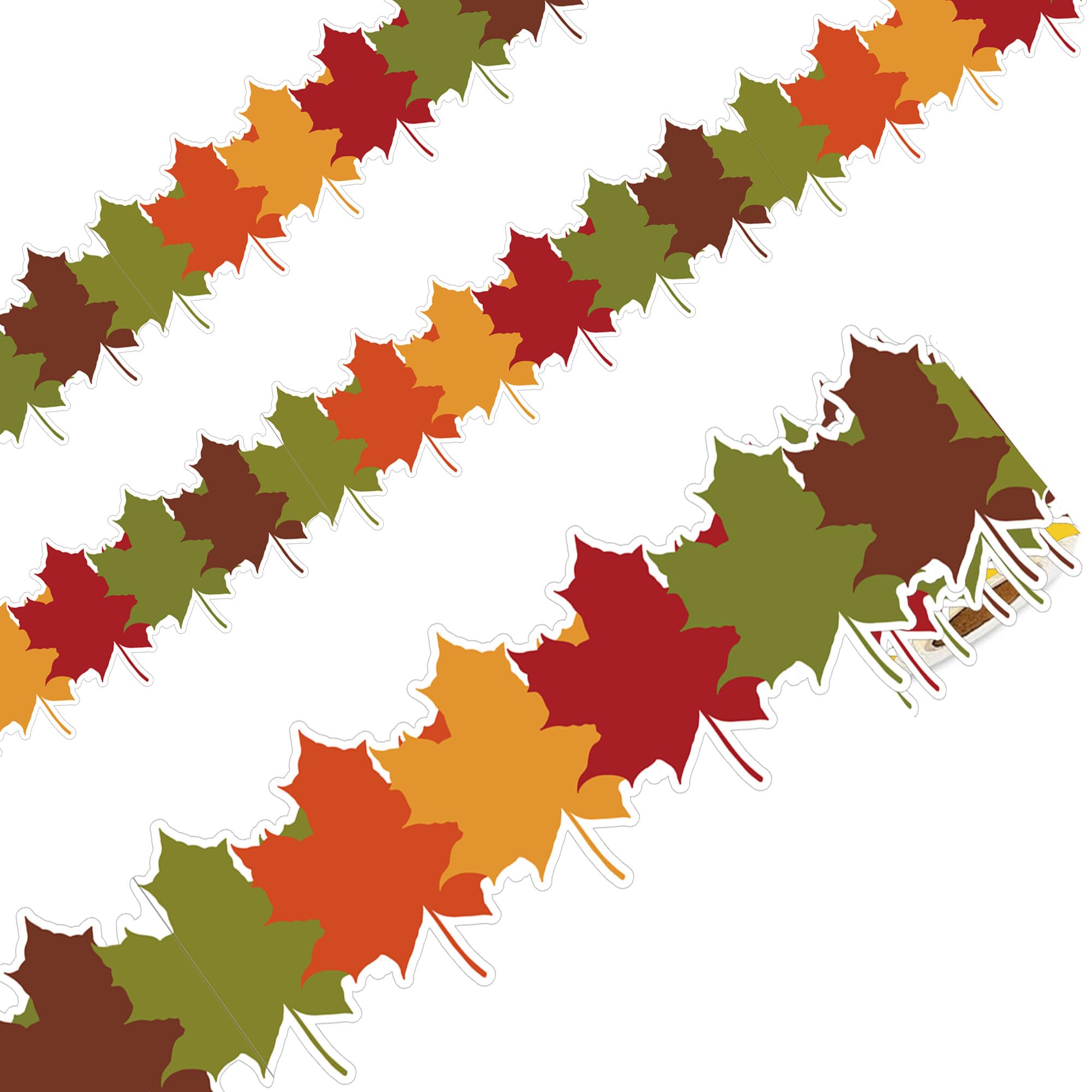 Fall Bulletin Board Borders 32.8Ft Colorful Maple Leaves Shape Die-Cut Bulletin Board Strips Thanksgiving Autumn Leaf Bulletin Board Trim for Classroom Office Chalkboard Decor (Colorful)