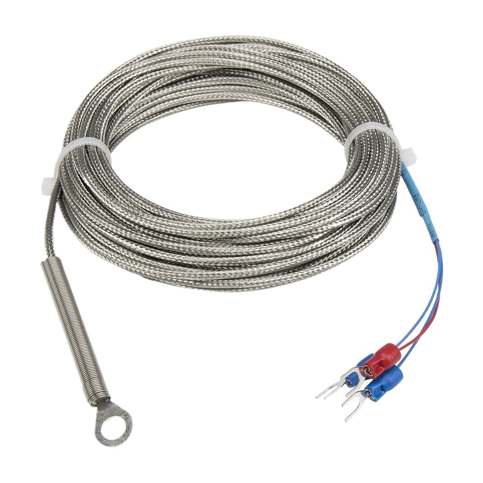 Sensor de temperatura RTD con cabezal de anillo y orificio de 6 mm y cable metálico de 10 m, tipo PT100(5mm hole)