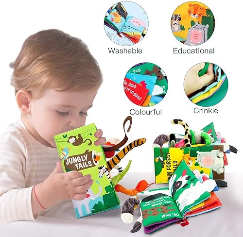 Vista 3 de beiens Juguetes para bebés, libros suaves y arrugados de tela para tacto y tacto, juguetes para bebés de 0-3-6-12-18 meses, juego de regalos de baby
