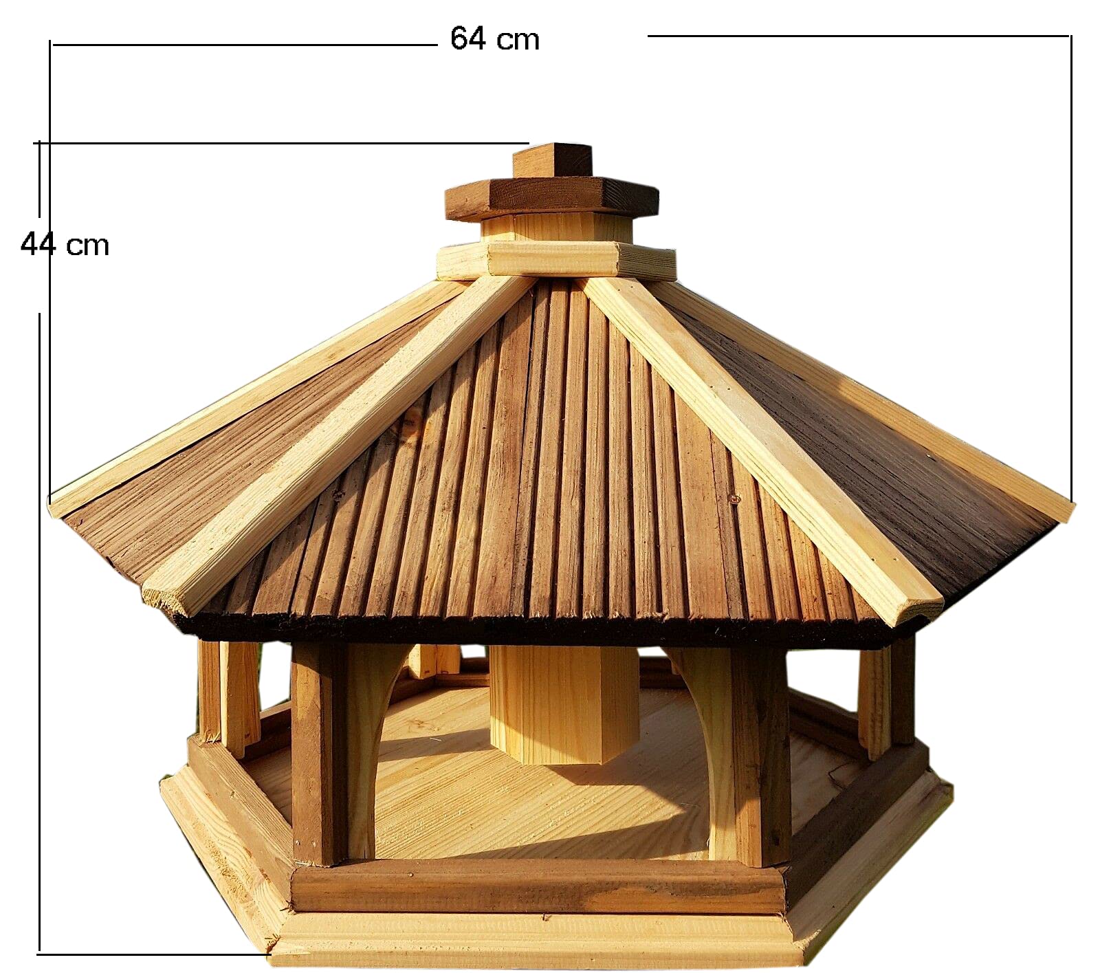 Vogel Futter Haus Futterstelle Sechseck aus Holz Vogelhaus