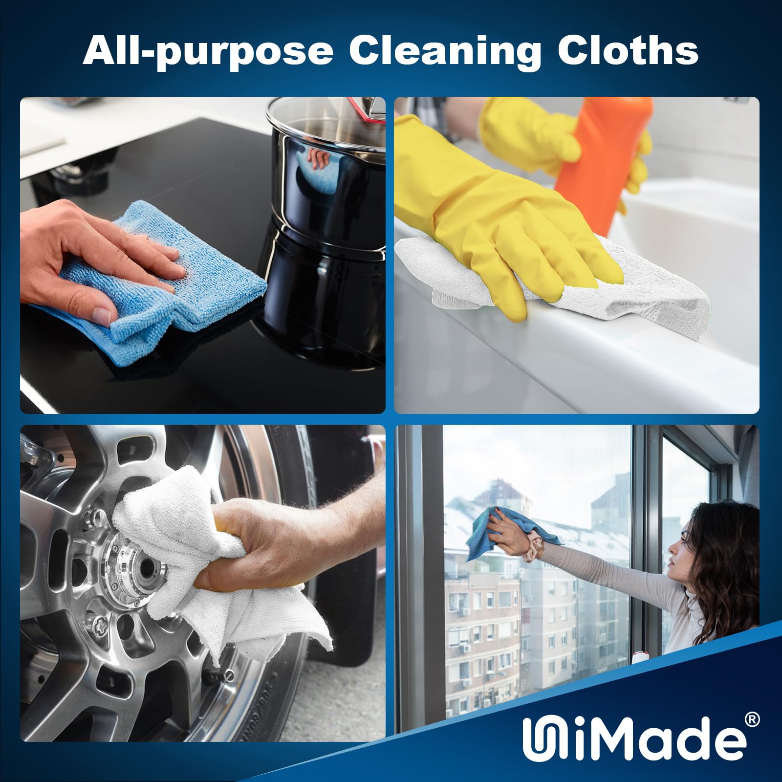 Shop Towels 100 Sheets Microfiber Cleaning Cloth Commercial Grade Washcloths Lint-Free Bulk Shops Rags for Cars Mechanic Restaurant — view 7