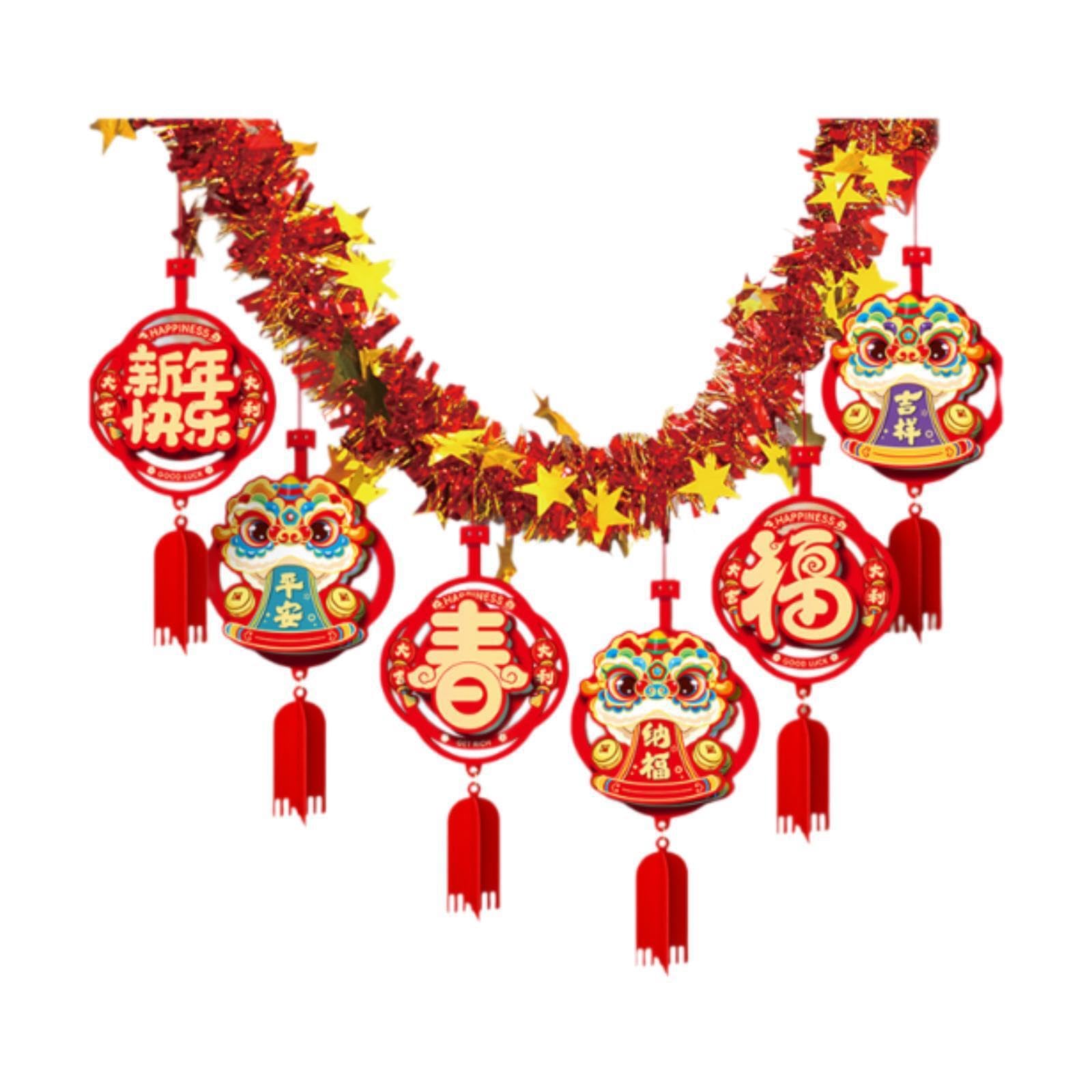 AMSLSIU Chinese Lunar New Year Snake Decorations With 6 Hanging Ornaments For Festive House Chinese New Year Snake