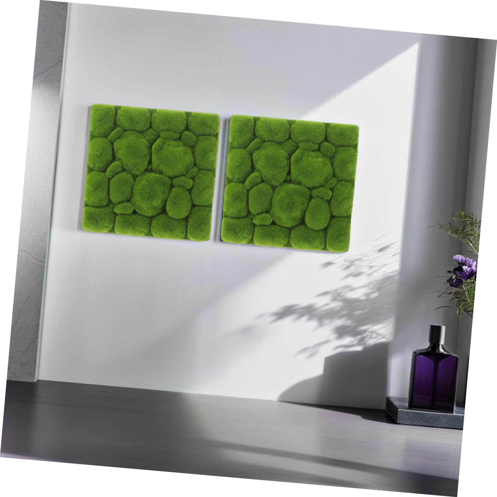 Healvian Decorazione in Finto Muschio 3 Pezzi 29x29 Cm, Pannelli di Muschio Artificiale per Pareti Interne ed Esterne, Sfondo Verde Naturale per Arredamento Casa, Negozi e Composizioni