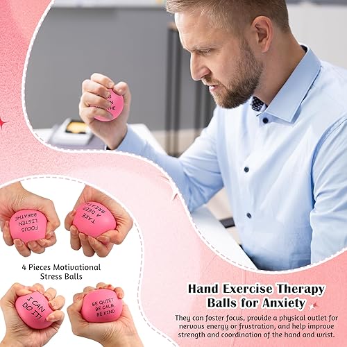 Miniatura 5 de 4 bolas motivacionales para el estrés para adultos, bolas de alivio del estrés con citas inspiradoras para fomentar la motivación del ejercicio de