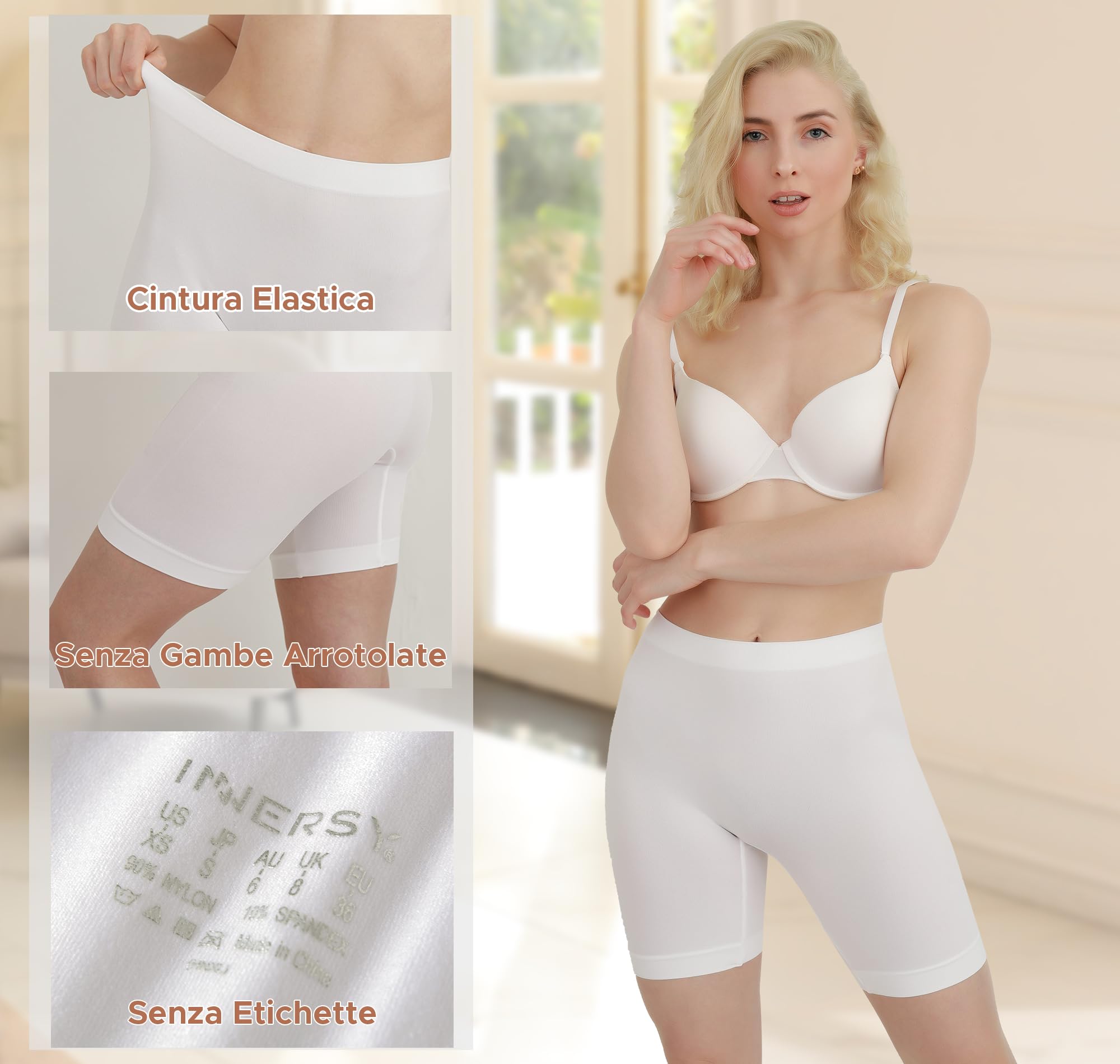 INNERSY Pantaloncini Sottogonna Donna Antisfregamento Leggings Corti Mutande Senza Cuciture Pacco da 3