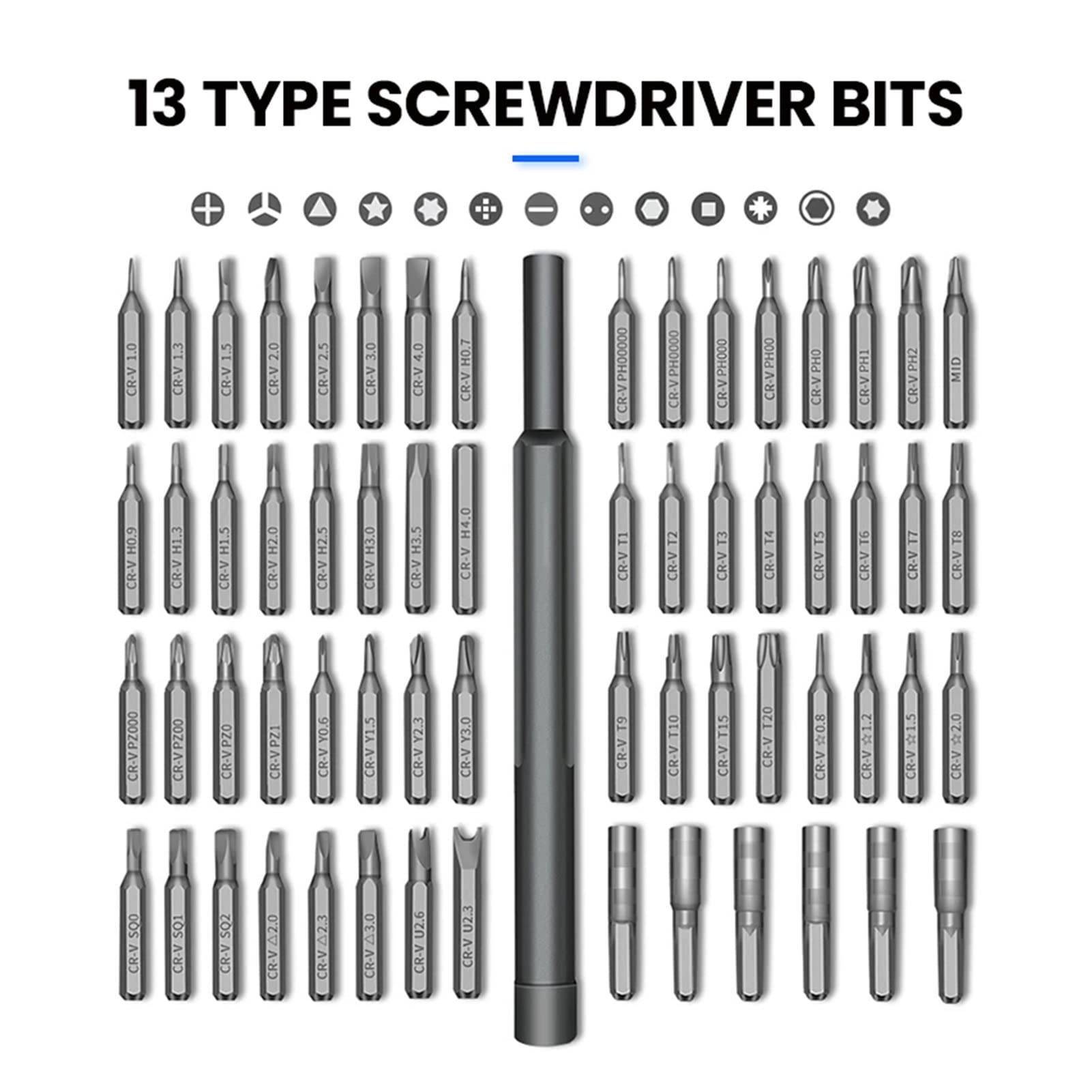 Destornillador con mango antideslizante y punta magnética. Juego de destornilladores magnéticos 63/25 en 1 Juego de puntas de destornillador hexagonal de precisión Herramienta de reparación de computa